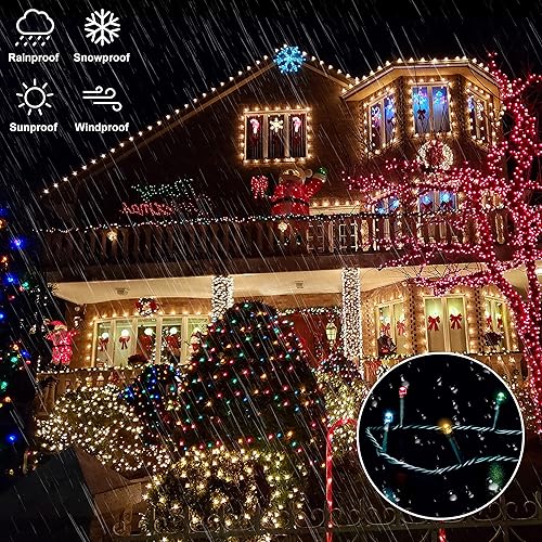 Miniatura 3 de Lightshare Guirnalda de 300 luces LED de 99 pies, 9 modos, 30 V, enchufable, con control remoto, para el hogar, jardín, patio, Navidad, boda,
