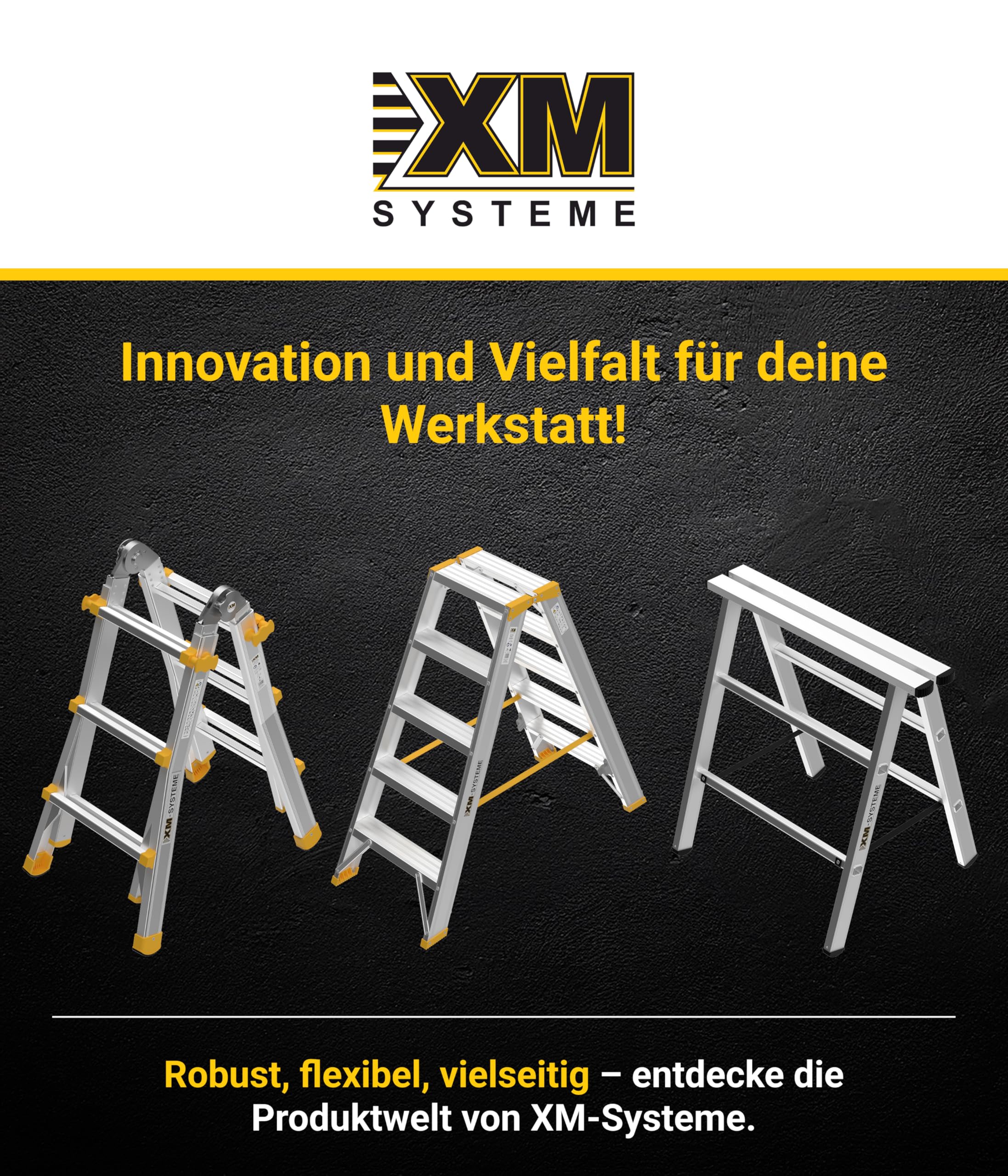 Alu-Montagebock – Stabiler Aluminium-Arbeitsbock für extreme Belastbarkeit bis 230kg – 80cm hoch + 80 cm breit – Perfekt kombinierbar mit Teleskopdiele als flexibles Arbeitspodest
