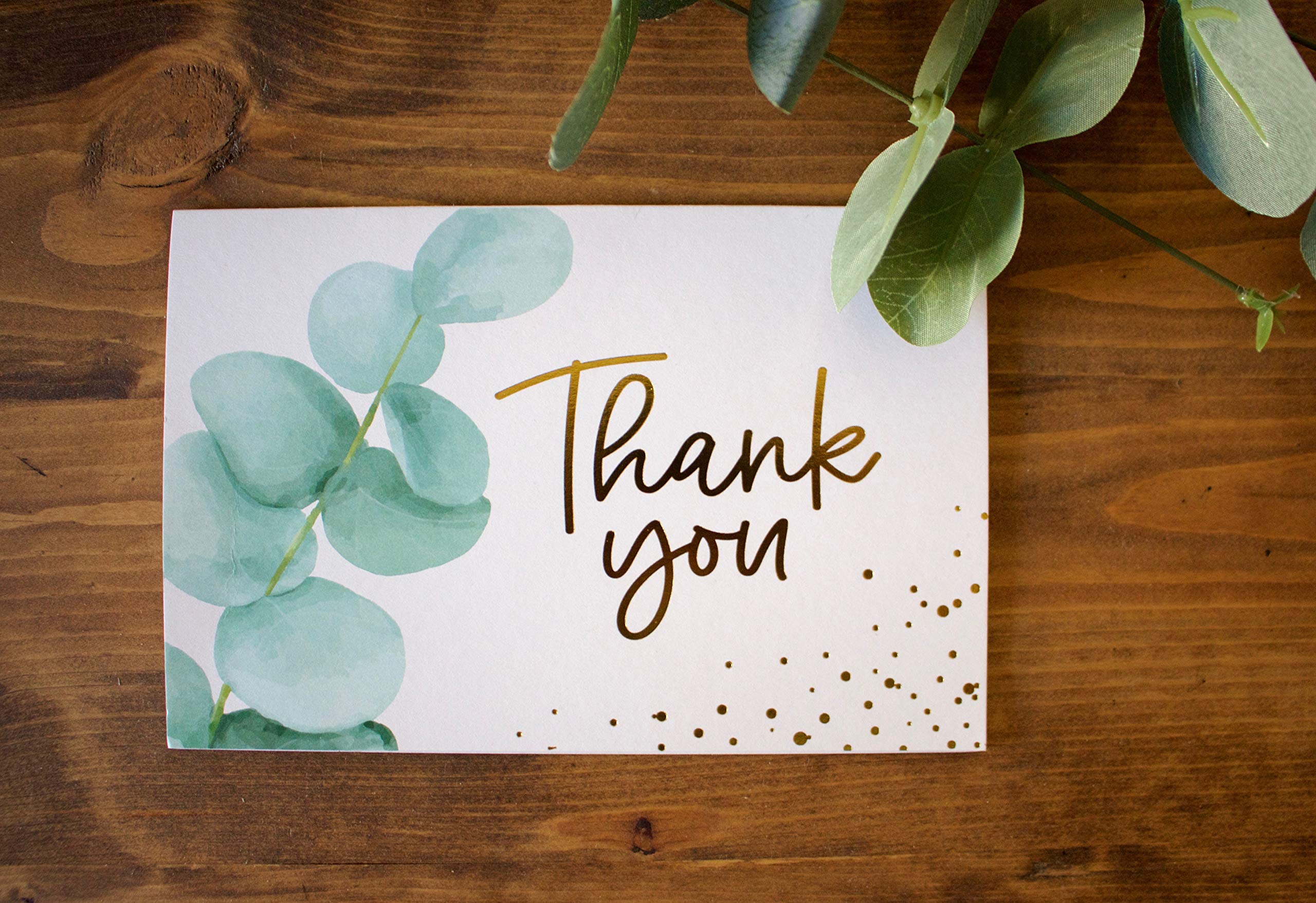 Buy Wedding Thank You Cards with Envelopes 48 Gold Foil Eucalyptus