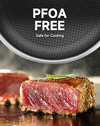 Miniatura 4 de LOLYKITCH Sartén antiadherente de 12 pulgadas con doble asa y tapa, revestimiento de cerámica, acero inoxidable de tres capas, compatible con