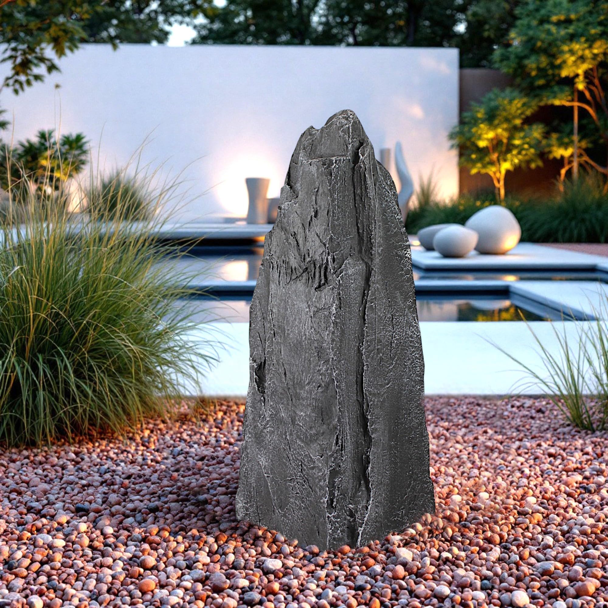 Arnusa Roccia artificiale da giardino, 70 cm, pietra di copertura da giardino, decorazione per laghetto