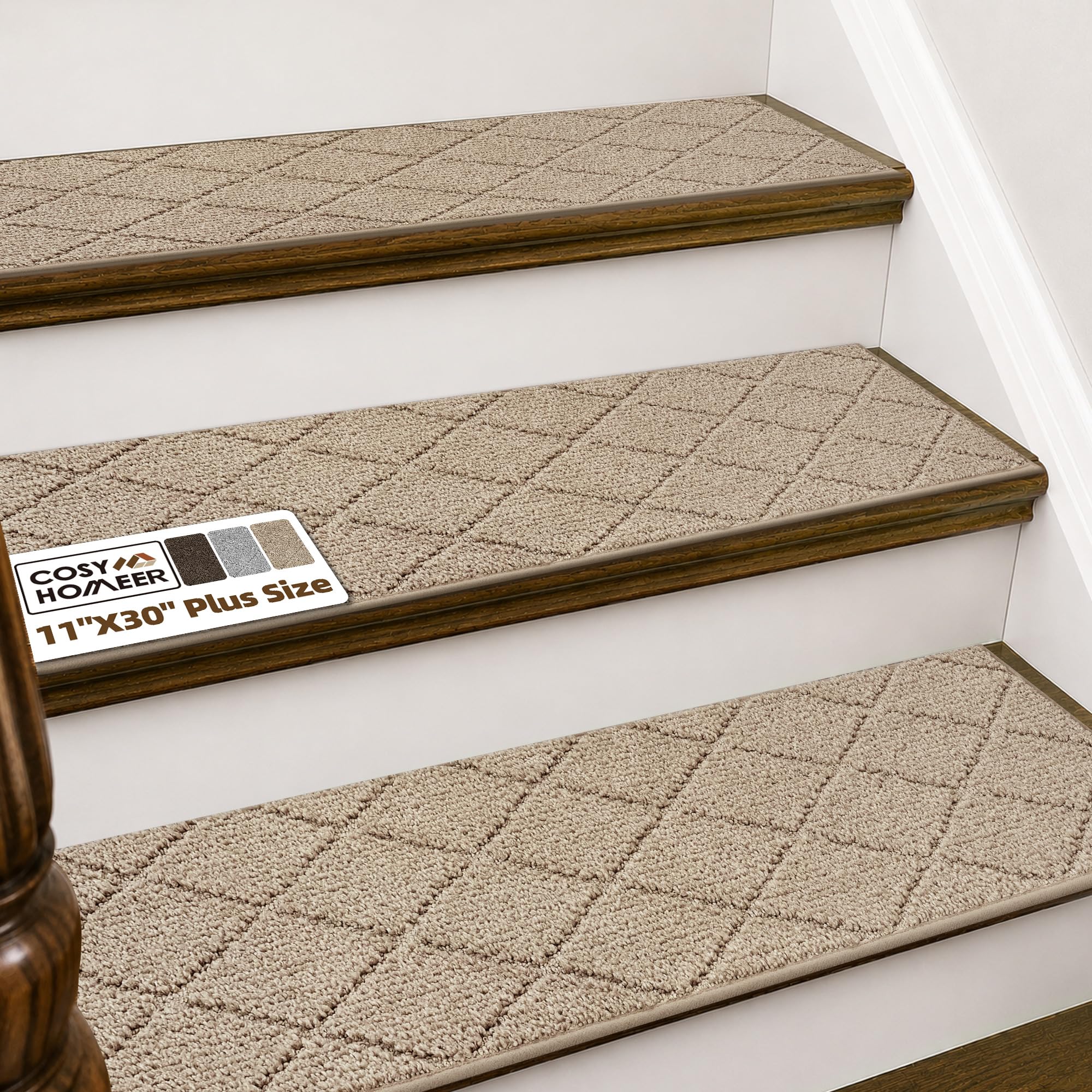 COSY HOMEER Stair Treads for Wooden Steps Indoor Non Slip 11"x30",4pcs