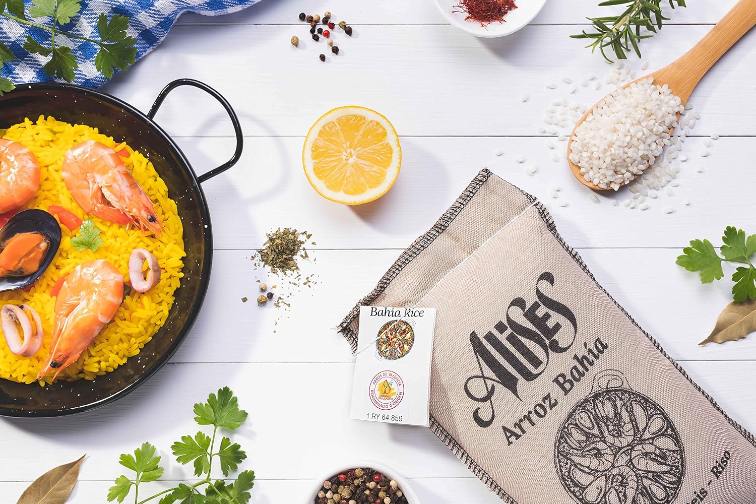 Alises - 2.2 lb Paella Rice D.O. Valencia - Arroz Bahia, Premium Spanish Rice for Paella (1Kg)
