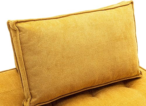 Miniatura 4 de LyuHome Sofá modular moderno con dos cojines de respaldo extraíbles, sofá modular cuadrado para dormitorio, sala de estar, amarillo