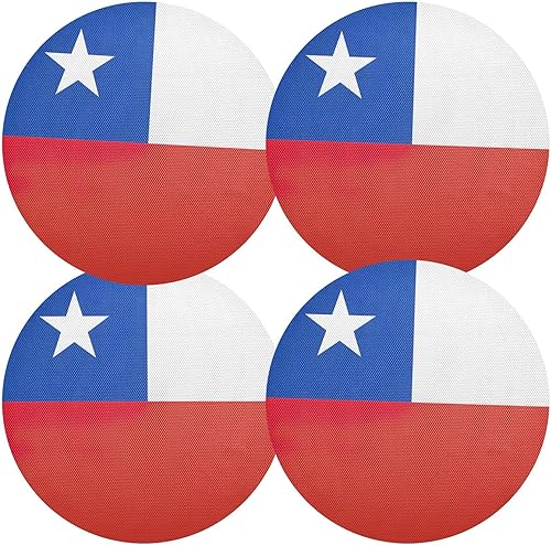 Miniatura 33 de Chile Flag Round Placemats Dining Table Mats Decorative Table Mats for Kitchen Dining Table Decoration, Set of 6 Bandera de Chile,Bandera de