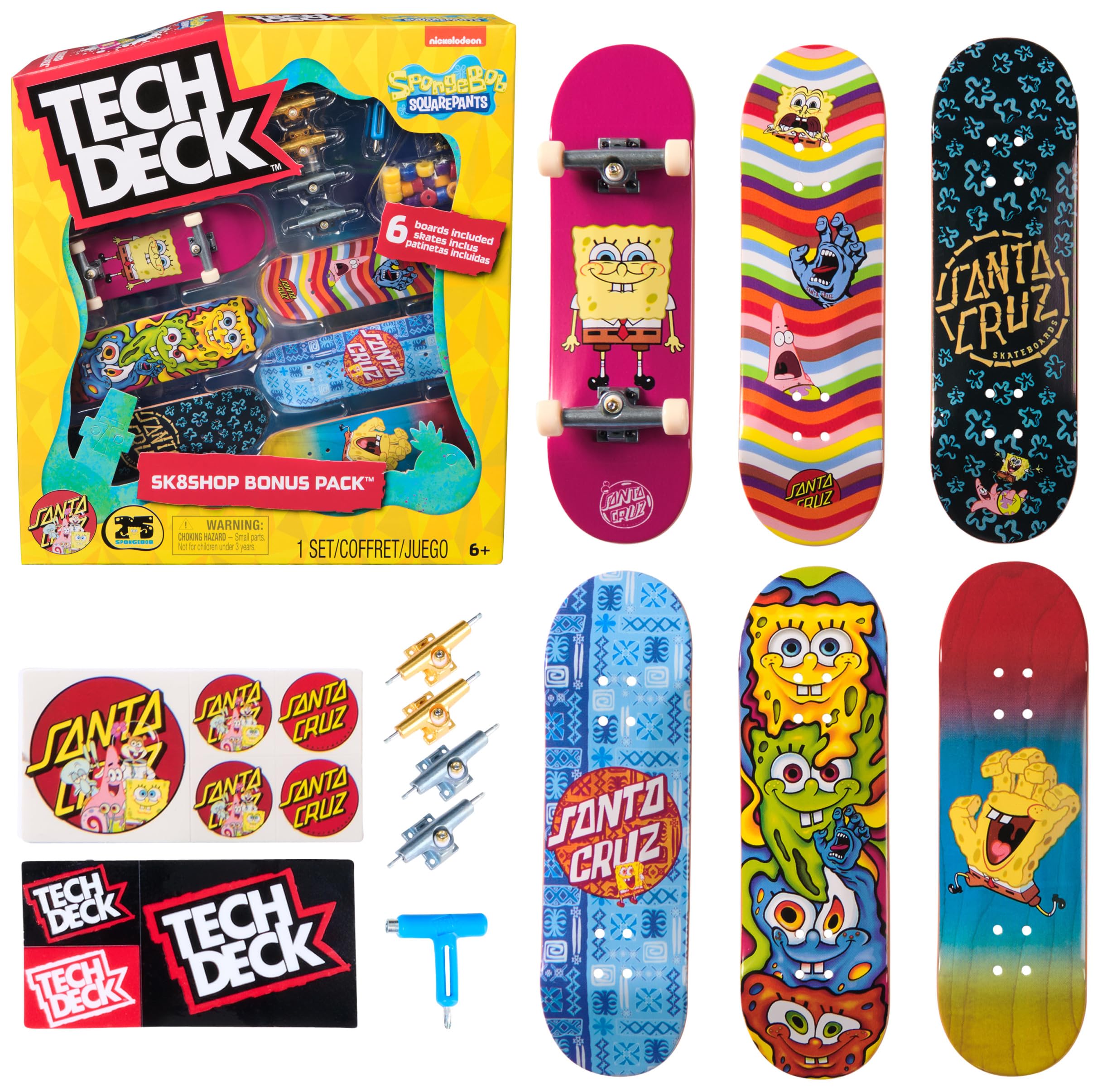 Cool MAKER Tech Deck, Spongebob Sk8shop Fingerboard Bonus Pack, Collectible and Customisable Mini Skateboards, Kids Toy from 6 Years