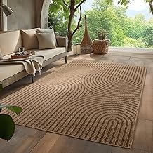 HomebyHome Indoor and Outdoor Rug Weatherproof and Easy to Maintain, Natural Jute Look, Ideal for Living Room, Kitchen, Patio, Garden and Balcony, 120 x 170 cm