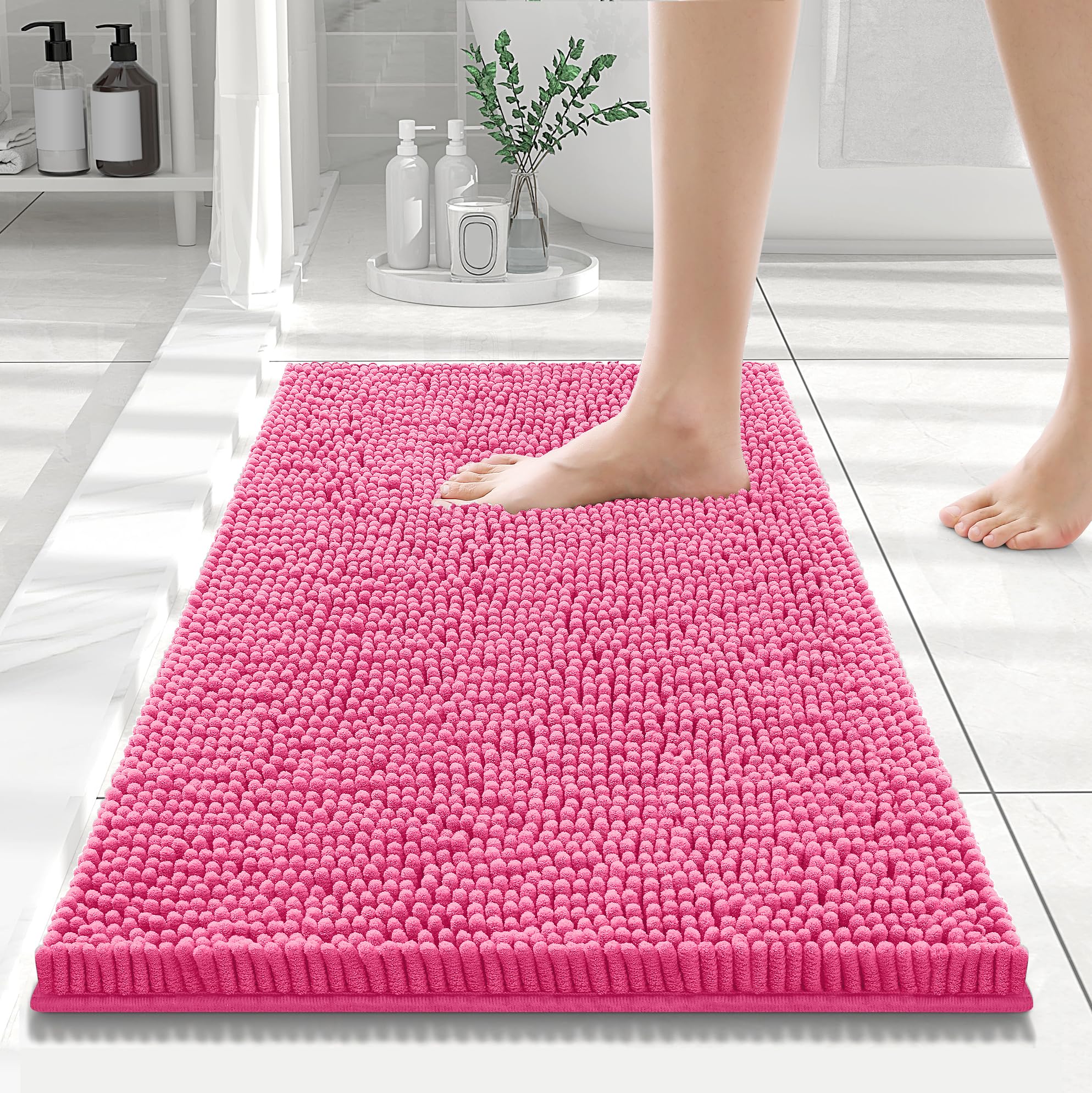 Smiry Bathroom Rugs 24X16, Luxury Chenille Extra Soft Absorbent Bath Mat