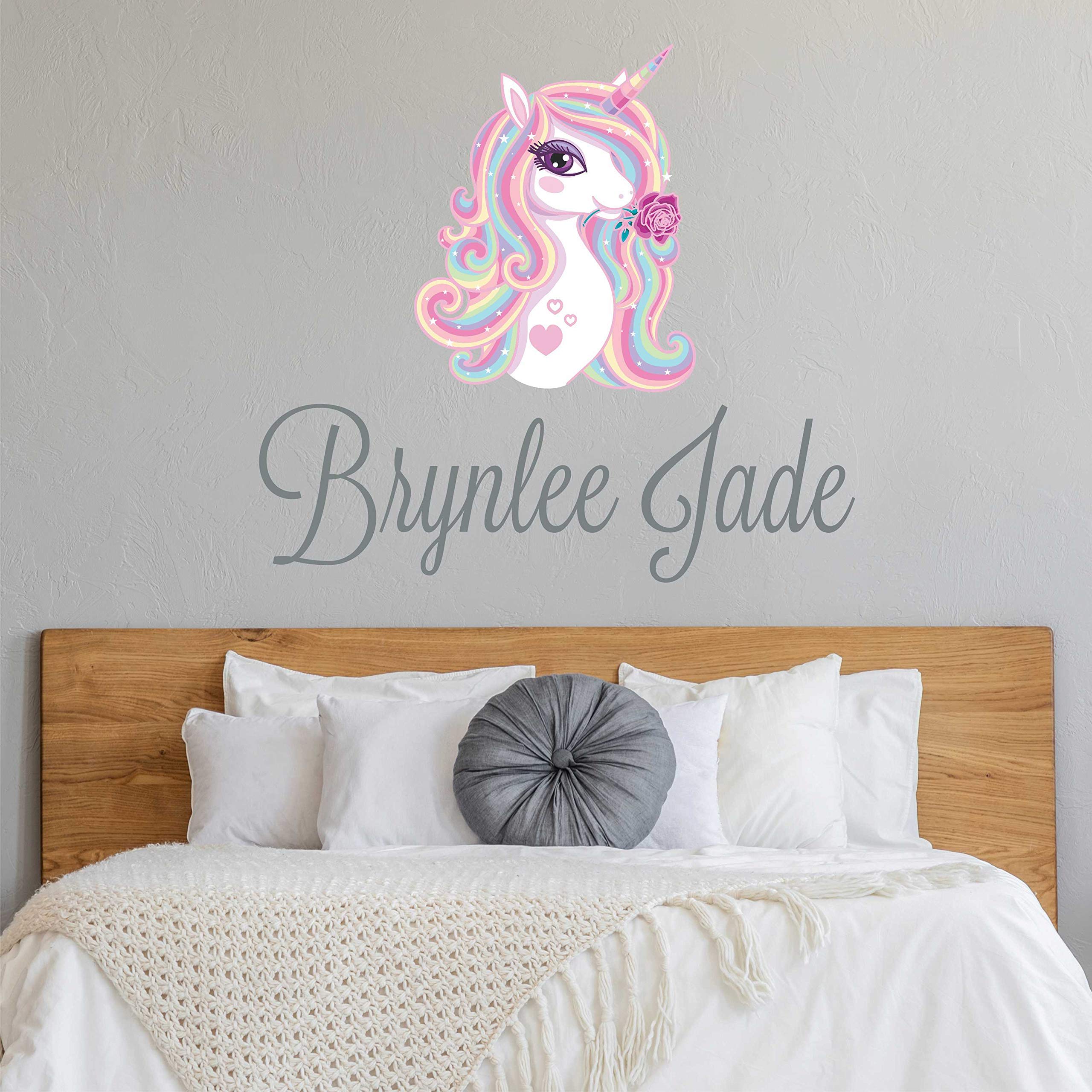 Custom Name Unicorn Nursery Wall Decal Girls Personalized Name Unicorn Wall Sticker Custom Name Sign Custom Name Stencil Monogram Girls Nursery Wall Decor Buy Online In Canada At