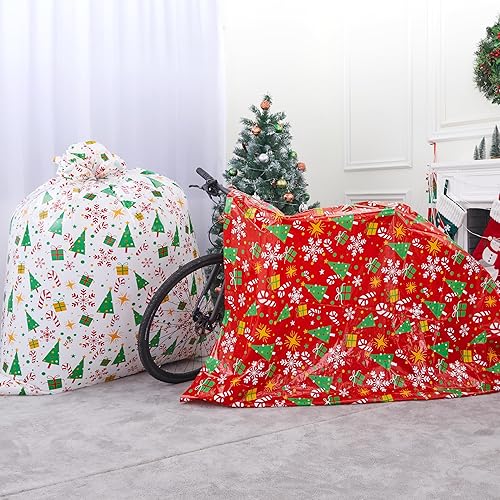 Miniatura 6 de JOYIN 2 bolsas de regalo jumbo de 60 x 72 pulgadas con etiquetas de regalo para bolsas de regalo grandes resistentes, regalos de vacaciones,