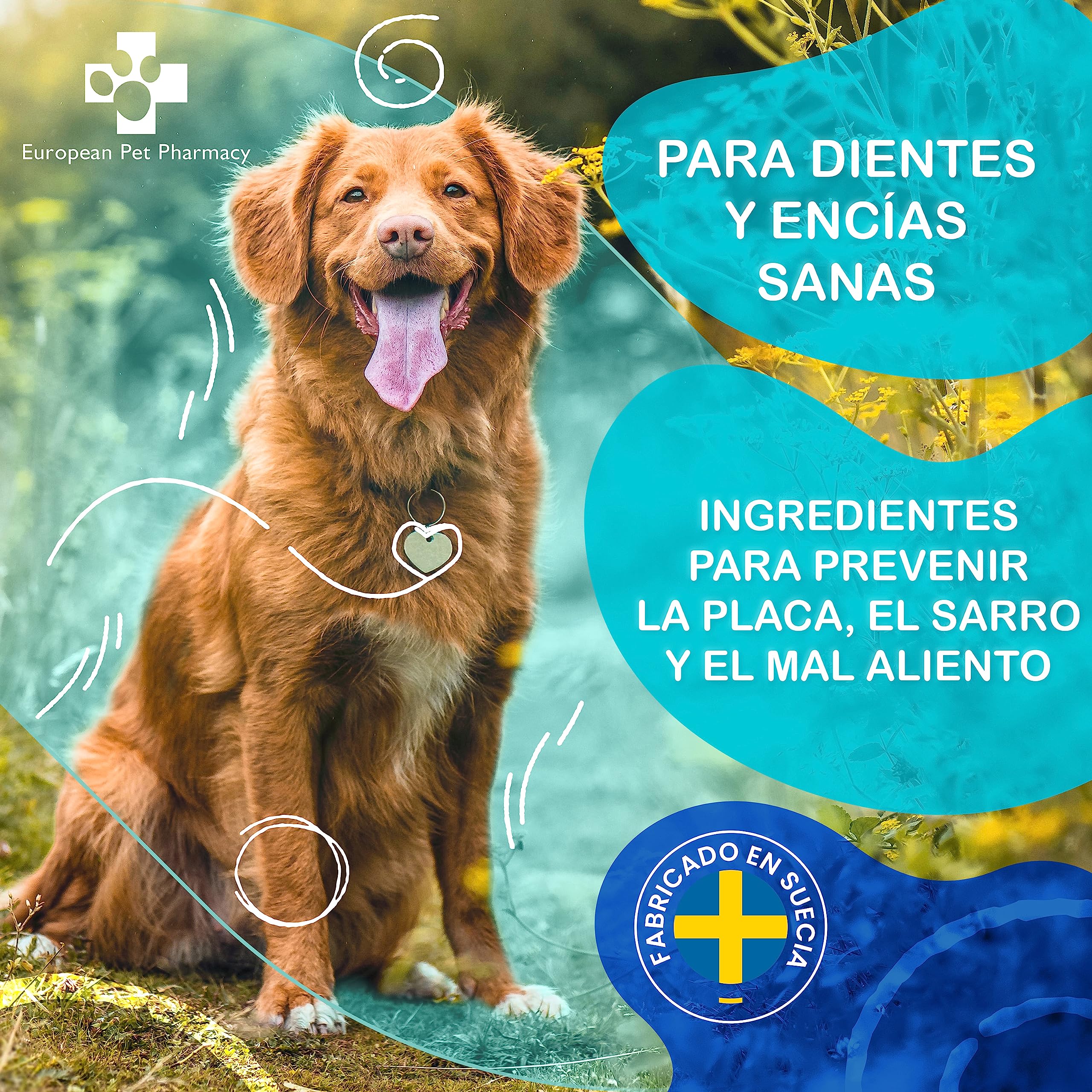 European Pet Pharmacy ANTI PLAQUE 335g – Limpiador Antisarro Perro para Eliminar Sarro Perros y Gatos – Higiene Bucal para Perros, Ayuda a Combatir Mal Aliento de Perros y Gatos – Puro y Natural