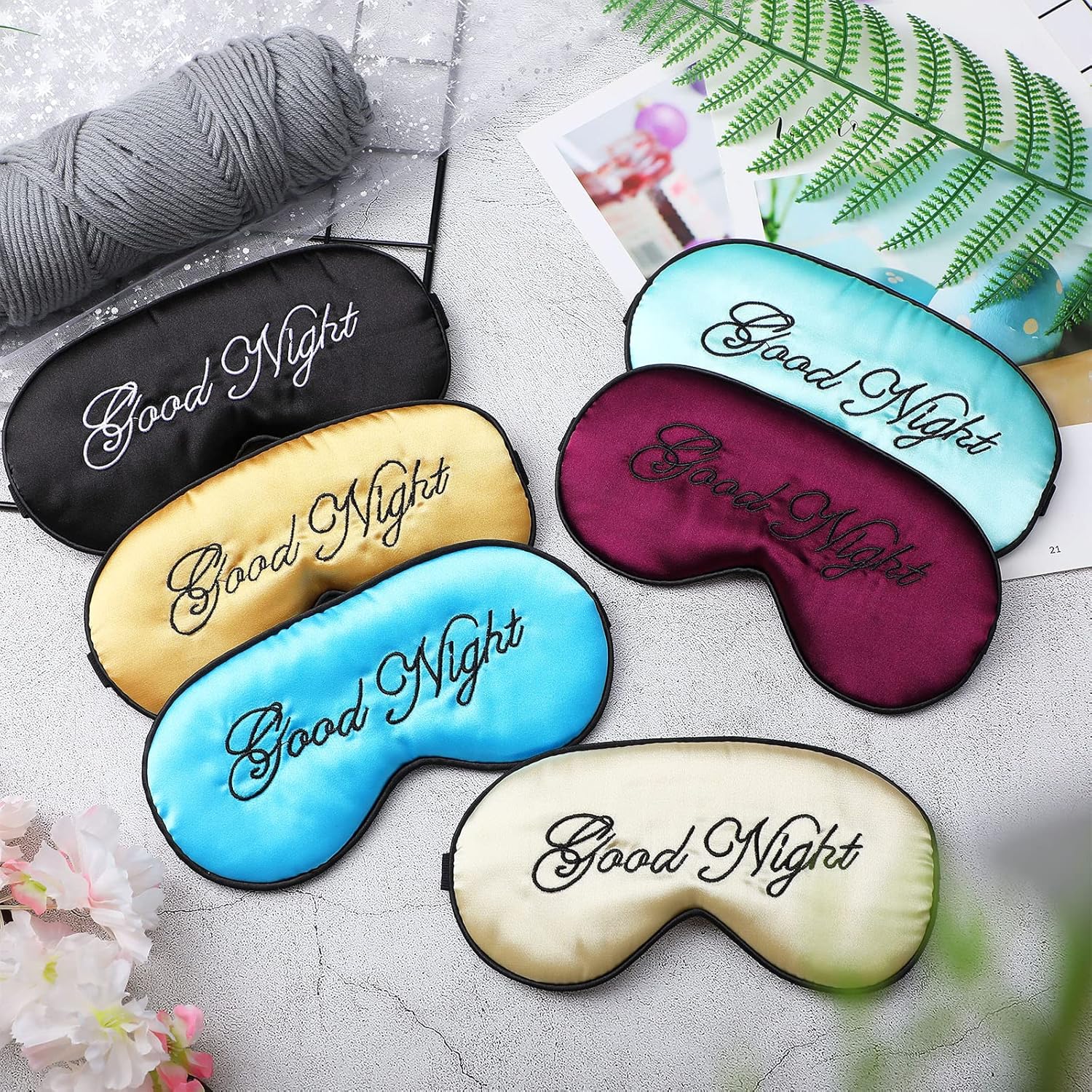 6 Pieces Silk Sleep Eye Cover Masks Soft Blindfold Eye Mask Satin Eye Sleeping Mask Adjustable Strap Sleeping Eye Blinder Night Eyeshade Cover for Women Men Night Sleep Travel Nap (Bright Color) : Health & Household