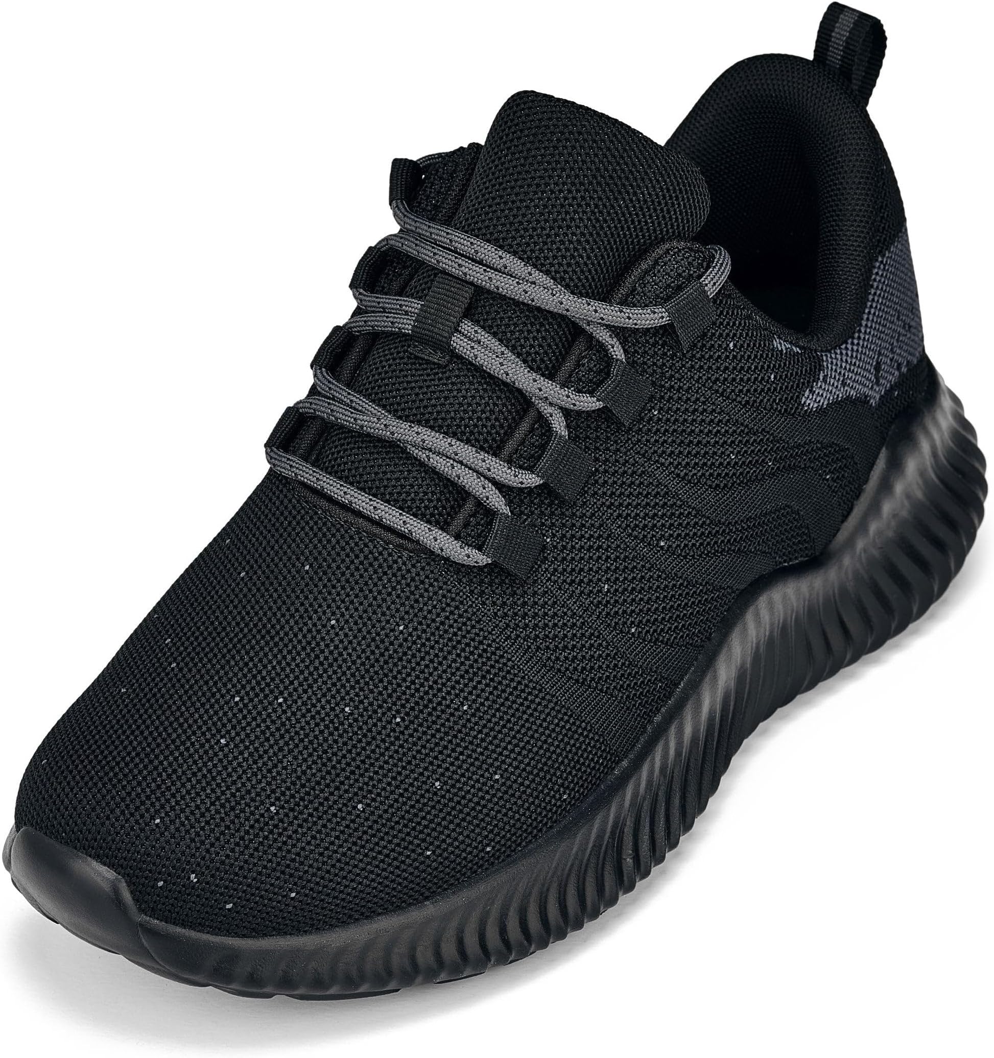 CALTO Men's Invisible Height Increasing Elevator Shoes - Black/Grey Ultra Lightweight Sporty Sneakers - 2.8 Inches Taller - Q216 - Size 12 D(M) US