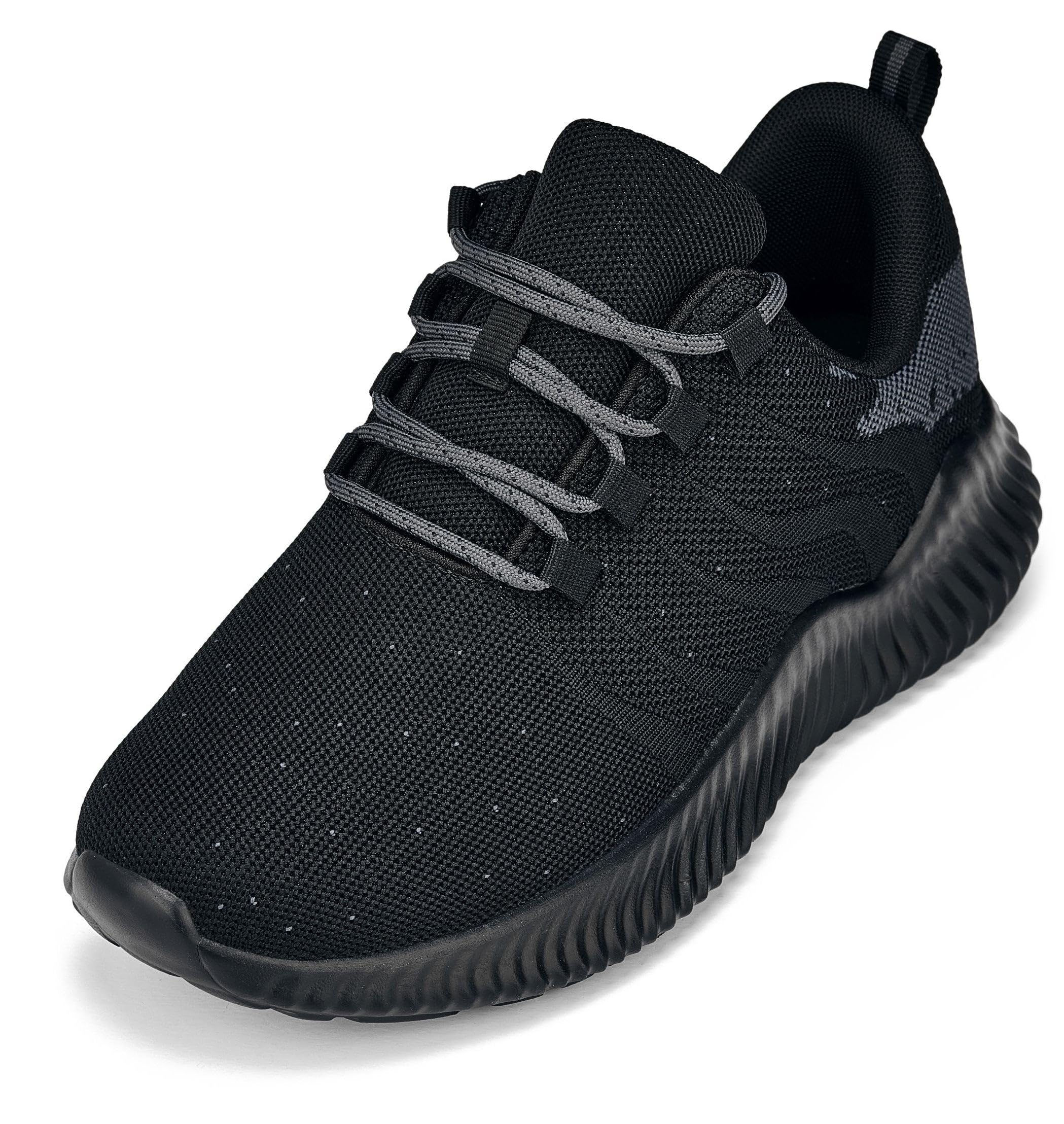 CALTO Men's Invisible Height Increasing Elevator Shoes - Black/Grey Ultra Lightweight Sporty Sneakers - 2.8 Inches Taller - Q216 - Size 6 D(M) US