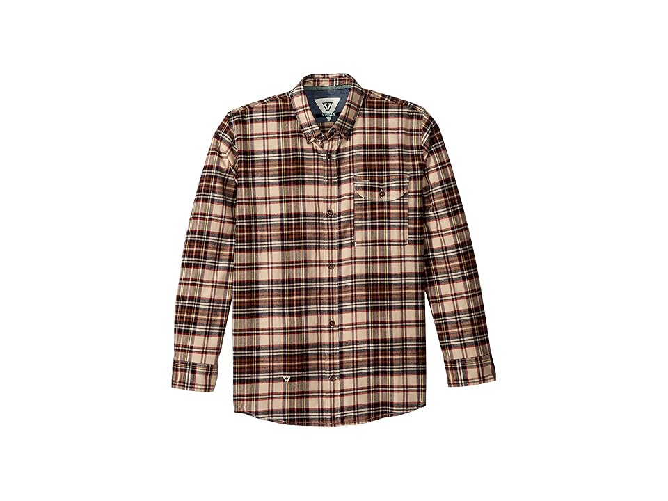 

VISSLA Kids Central Coast Long Sleeve Flannel (Big Kids) (Sand) Boy's Long Sleeve Button Up, Beige