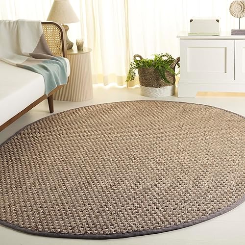Vista 105 de SAFAVIEH Natural Fiber NF114A - Alfombra de hierba marina, tejido de canasta, con borde, para zonas de alto tráfico, sala de estar, dormitorio, 2