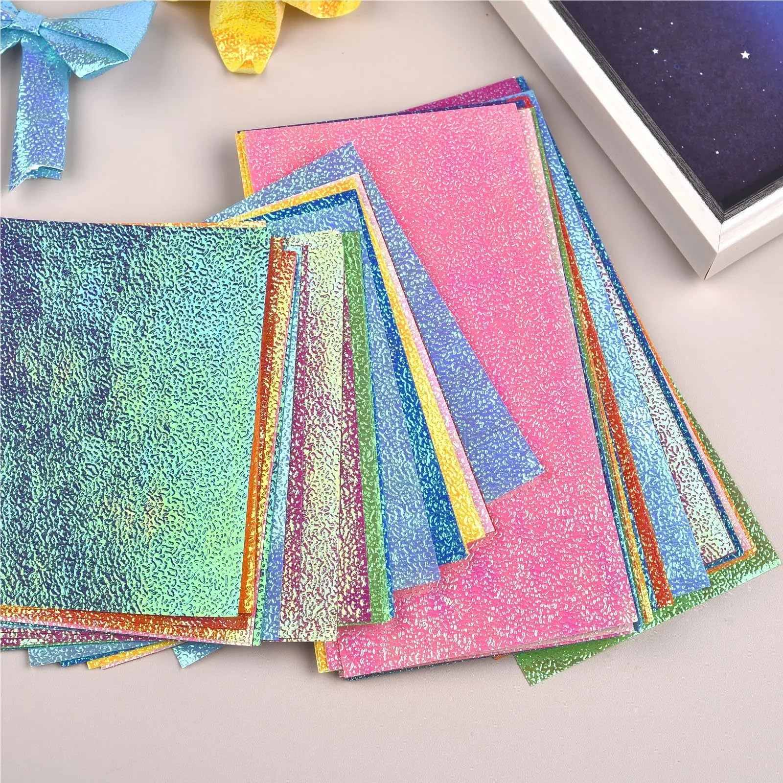 Brokatowy karton 300 szt. metaliczny perłowy papier kartonowy błyszczący DIY błyszczące rzemiosło na ślub, album do scrapbookingu, karty dekoracja imprezowa (20 cm x 20 cm)