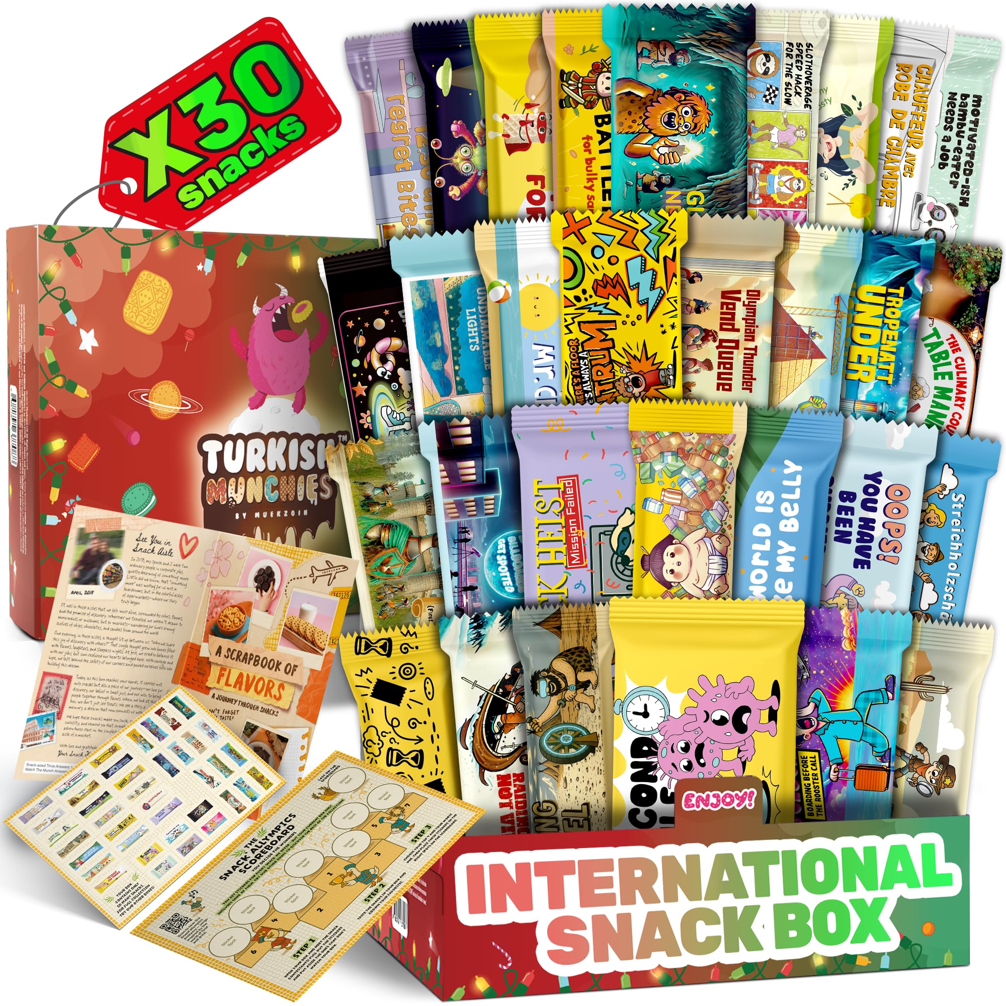 International Snack Box, Unique Experience with Universal Exotic Candies and Treats from around the World, Gift-Ready Foreign Foods in Packages Inspired by European, Japanese and Korean Cultures