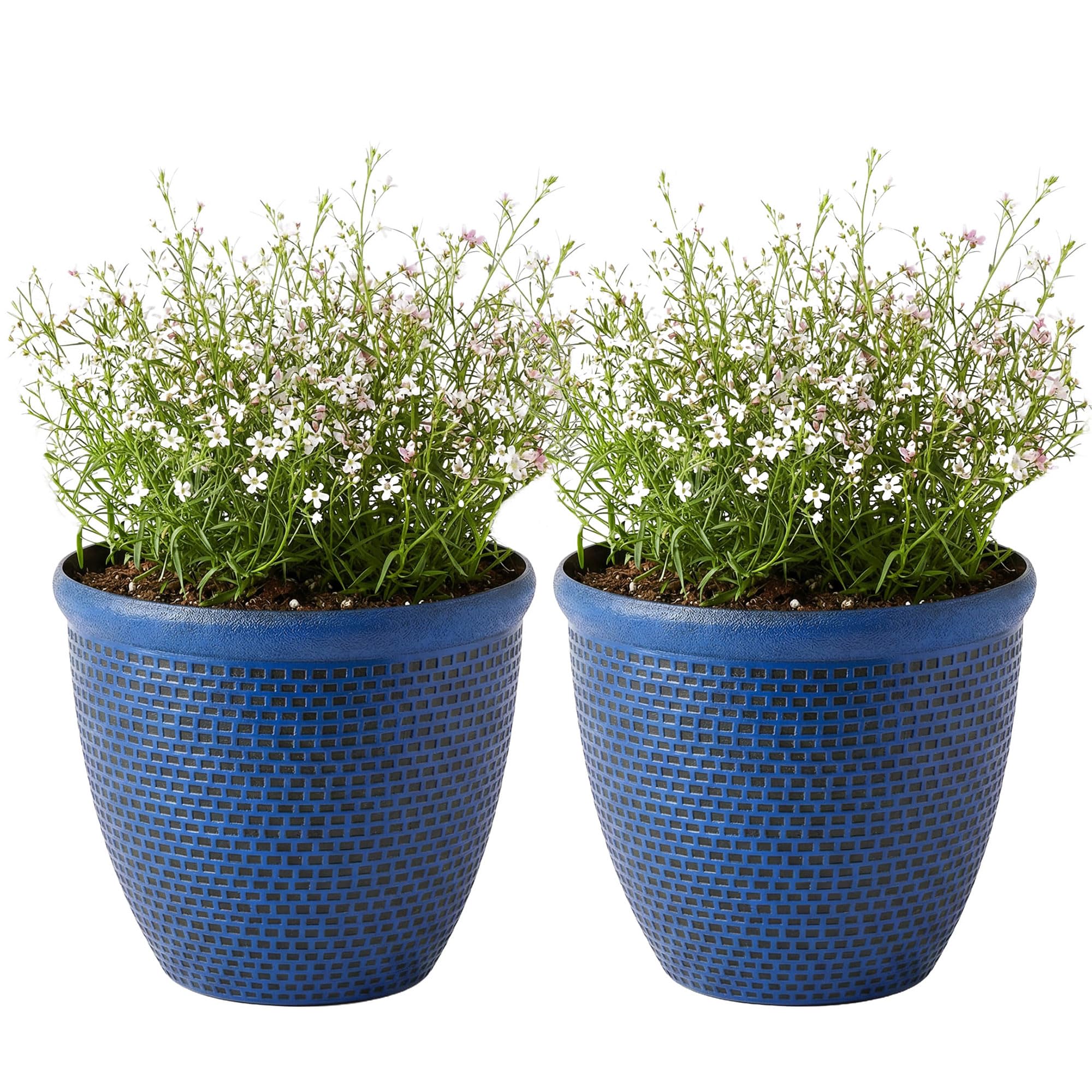 SG Traders 2 x Large Plastic Round Cromarty Plant Pot Flower Pot Planter Garden Decoration 36cm Plant Pot Outdoor Flower Pots Outside Garden Planters Outdoor With Drainage Holes