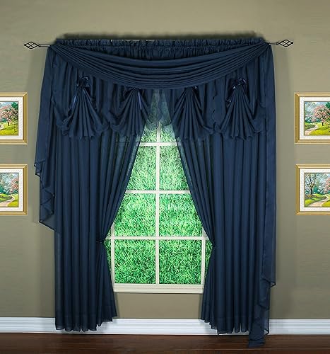 Vista 290 de Today's Curtain - Cortina Emelia de gasa original, panel de 84 pulgadas, negro, 60 pulgadas de ancho x 84 pulgadas de largo