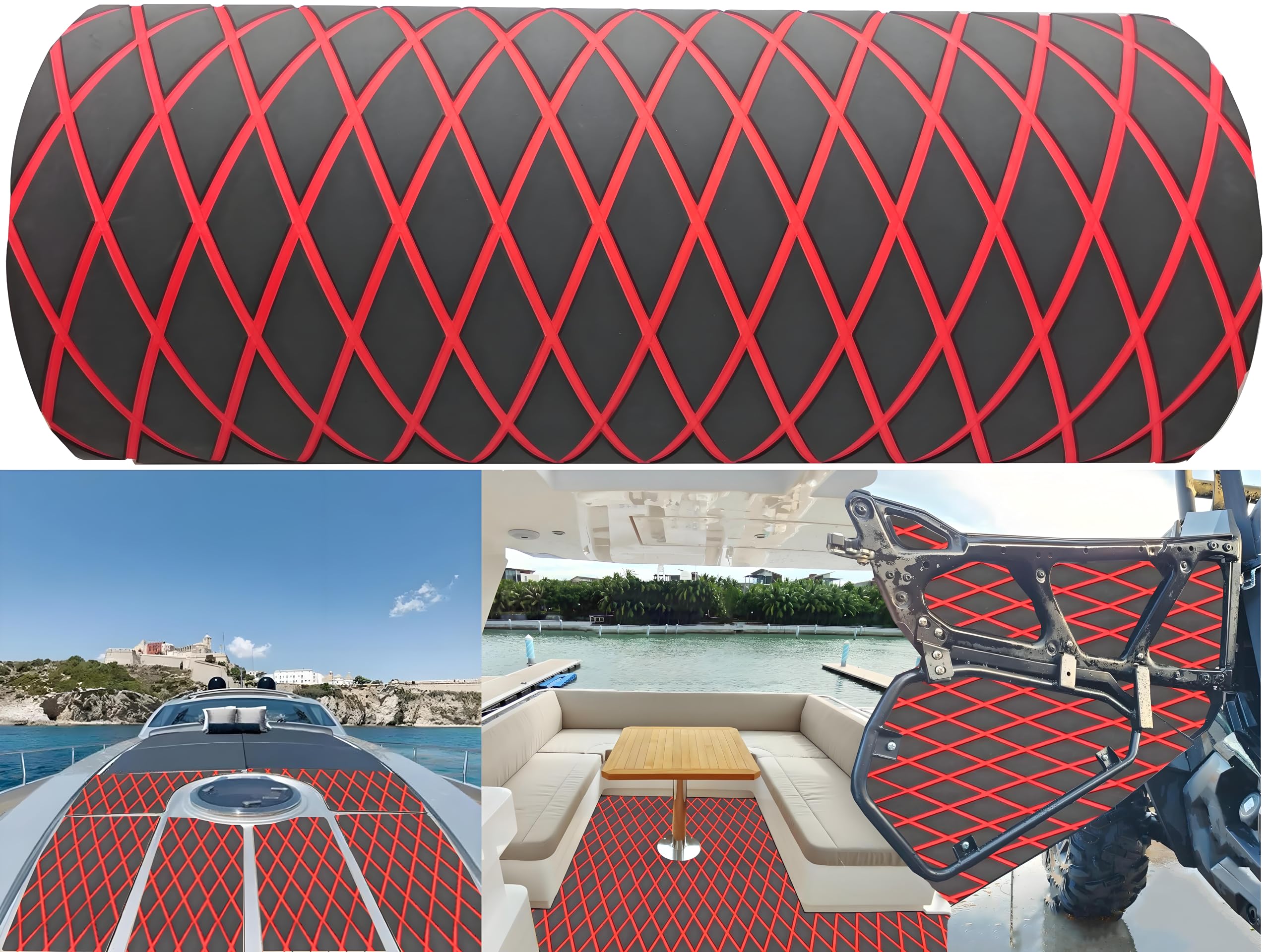 LSS laidi Boat Flooring EVA Foam Boat Decking Faux Teak Marine Sea Deck Non-Slip Mat for Decking Yacht Motorboat Fishing Boat Surfboard,102.4"/94.5"/