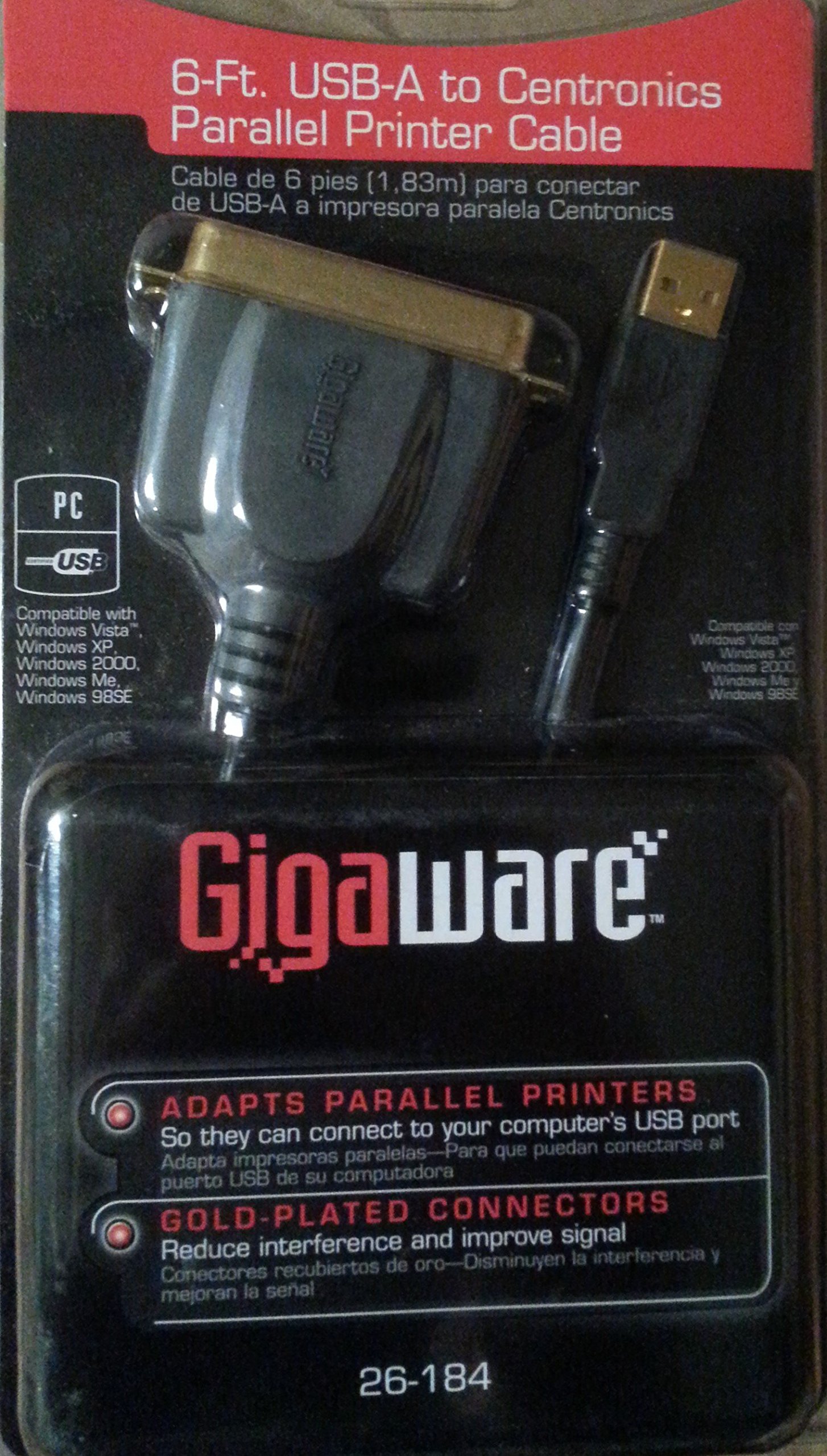 6 FT USB-A TO CENTRONICS PARALLEL PRINTER CABLE