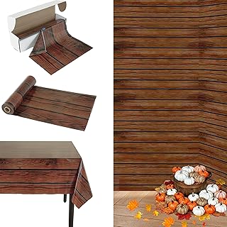 Wood Grain Tablecloths Roll 54Inchx120Ft Western Themed Party Backdrop Brown Disposable Rustic Table Covers for Barn Themed Vintage Farmhouse Decor (Wood GrainTablecloths, 54 Inch x 120 Ft)