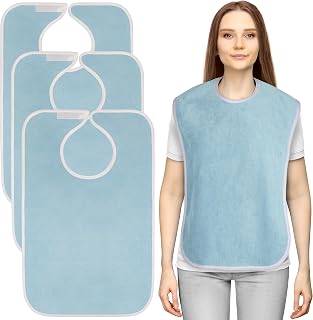 Utopia Towels 3-Pack Premium Waterproof Adult Bibs for Seniors - Unisex, Adjustable Velcro, Machine Washable, 18x30 Inch (Blue)