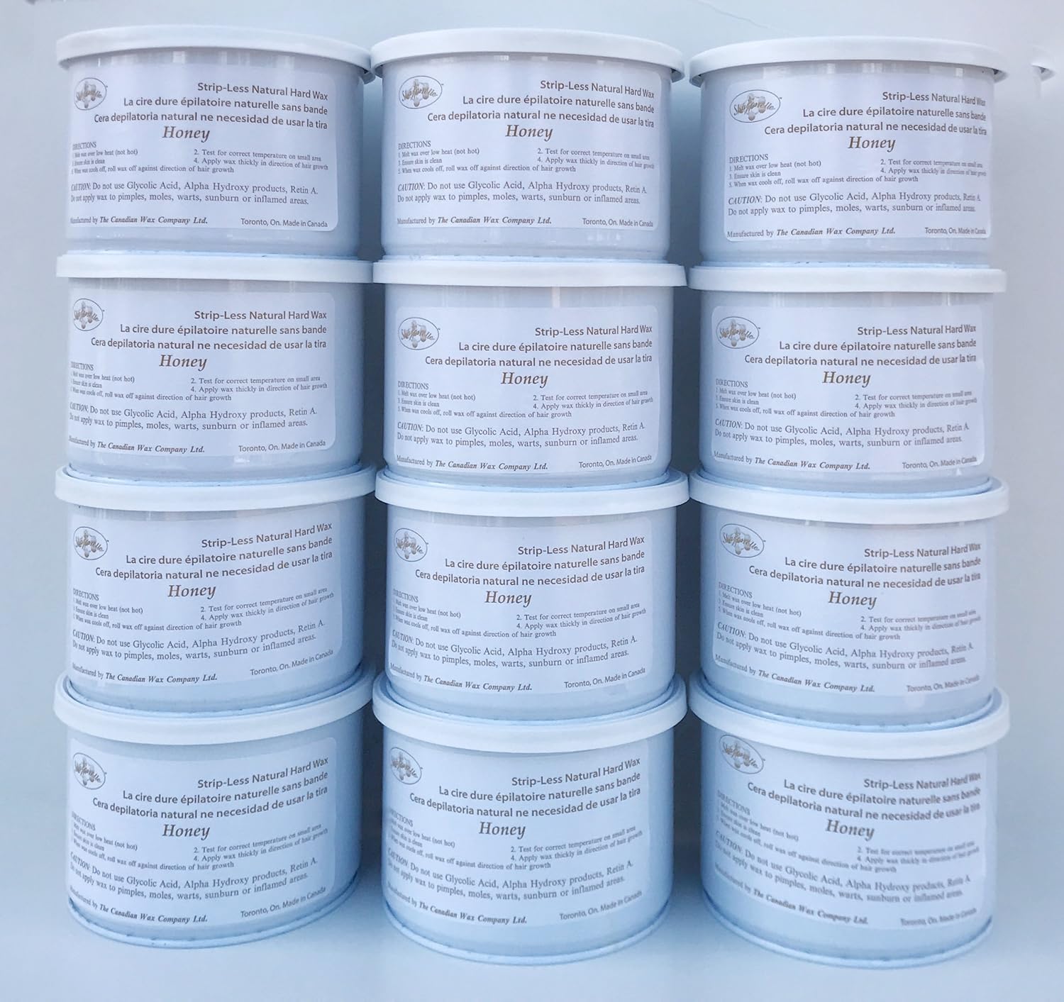 Natural Hard Honey Wax in 14 oz. - 12 cans