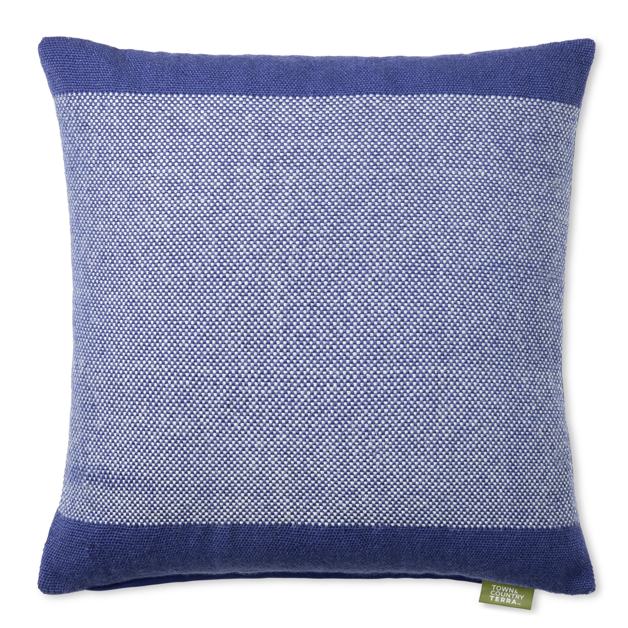 TOWN & COUNTRY TERRA Alara Solid Border Handcrafted Indoor Outdoor Decorative Pillow, 100% Recycled Materials, UV Fade Resistant, Water Repellent,
