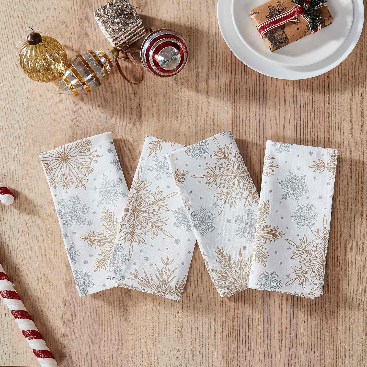 Avanti Linens - Placemats, Decorative Table Accessories, Holiday Home Decor, Set of 4 (Snowflakes Collection)