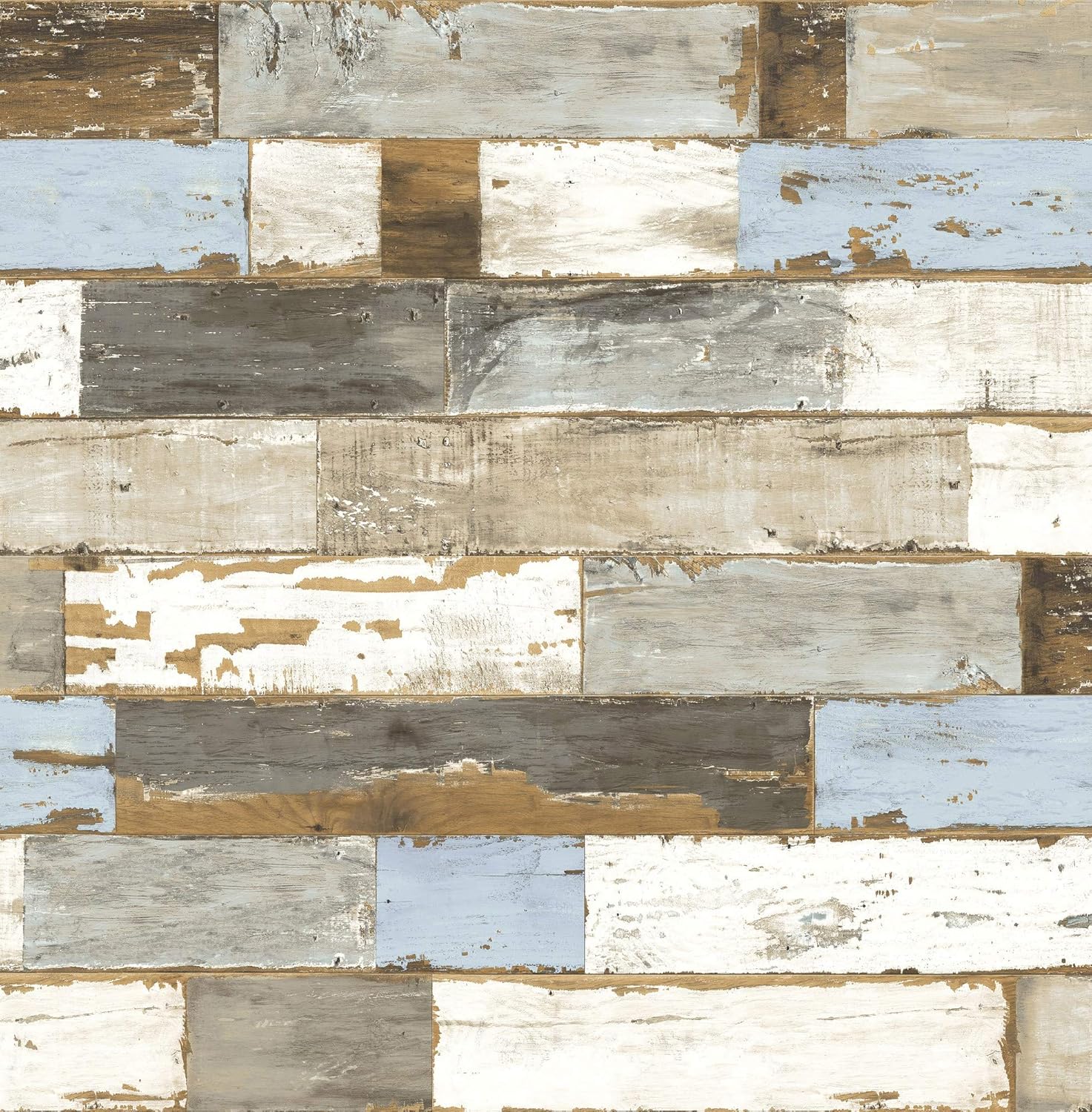 NextWall Colorful Faux Shiplap Peel and Stick Wallpaper