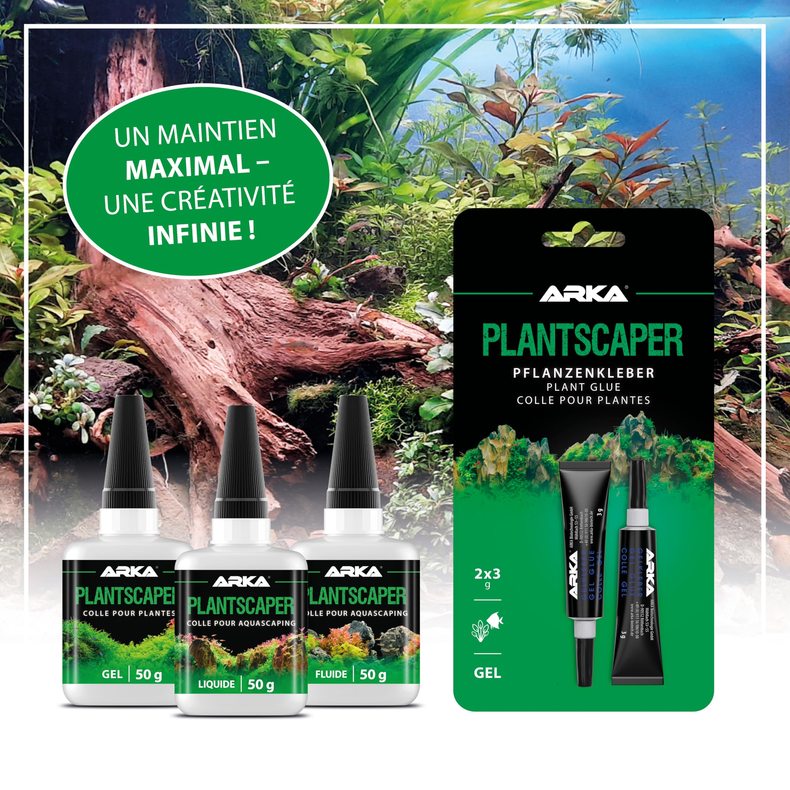 Colle plantes aquarium gel 2×3 g – MICROBE-LIFT Plantscaper – colle aquascaping pour mousse & racines – application simple & propre – sûre pour poissons & crevettes – format mini pour bacs plantés