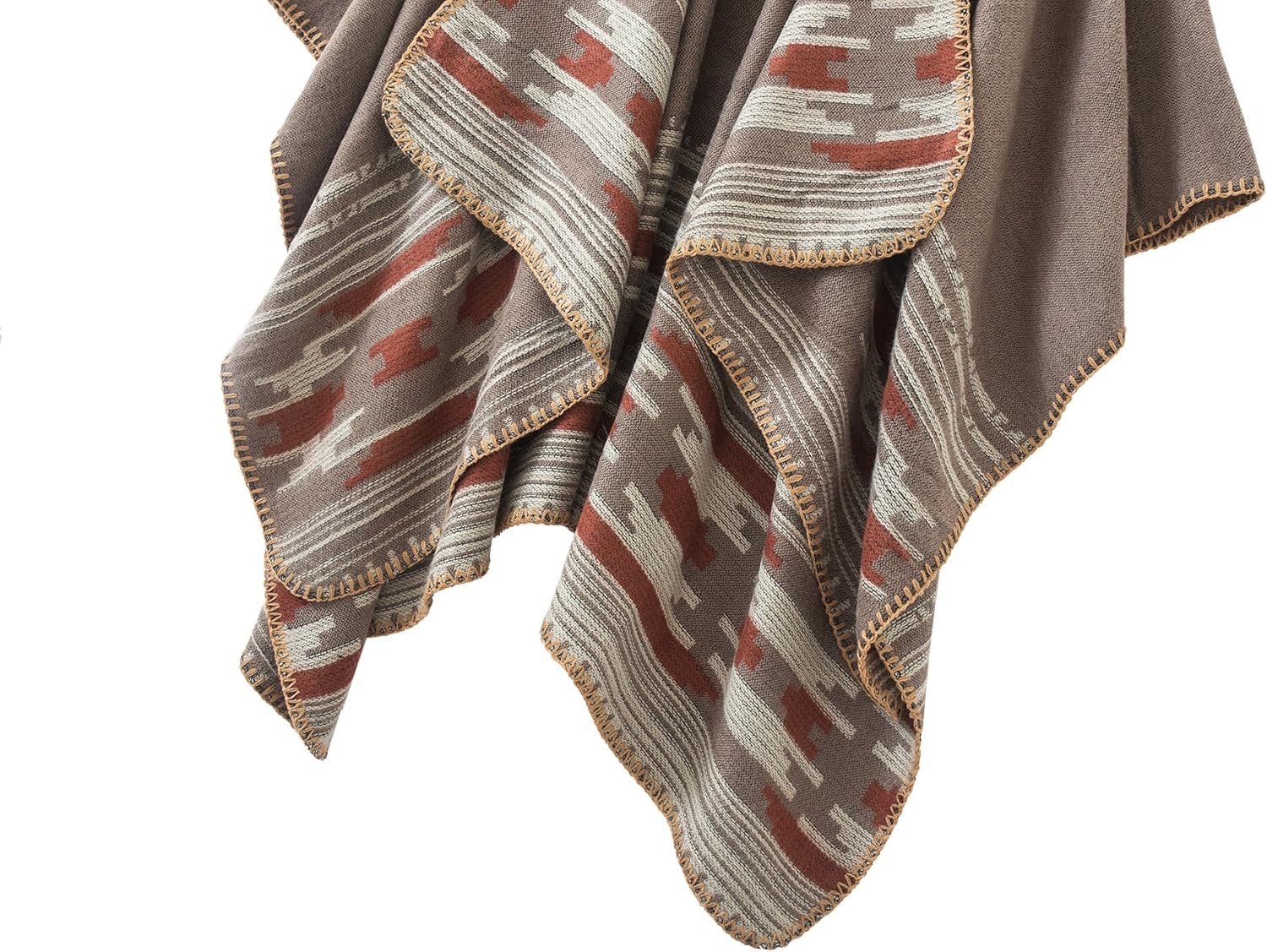 Urban CoCo Women's Color Block Shawl Wrap Open Front Poncho Cape - Image 5