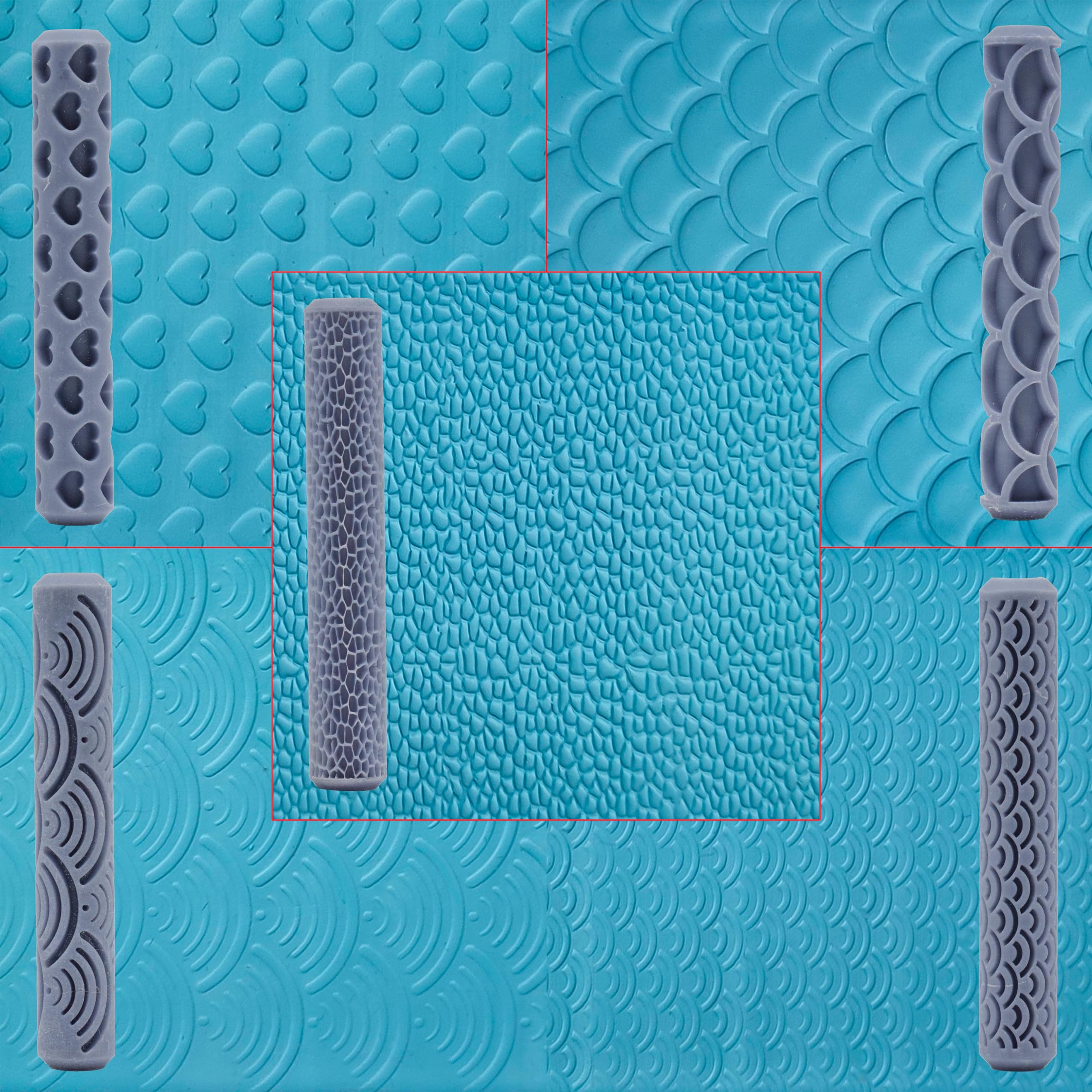 GORGECRAFT 5 Styles Manche En Bois Argile Texture Rouleau 6 Pouces Modélisation Modèle Poterie Outils Main Argile Dalle Rouleaux Broches Pour Céramique Pâtisseries