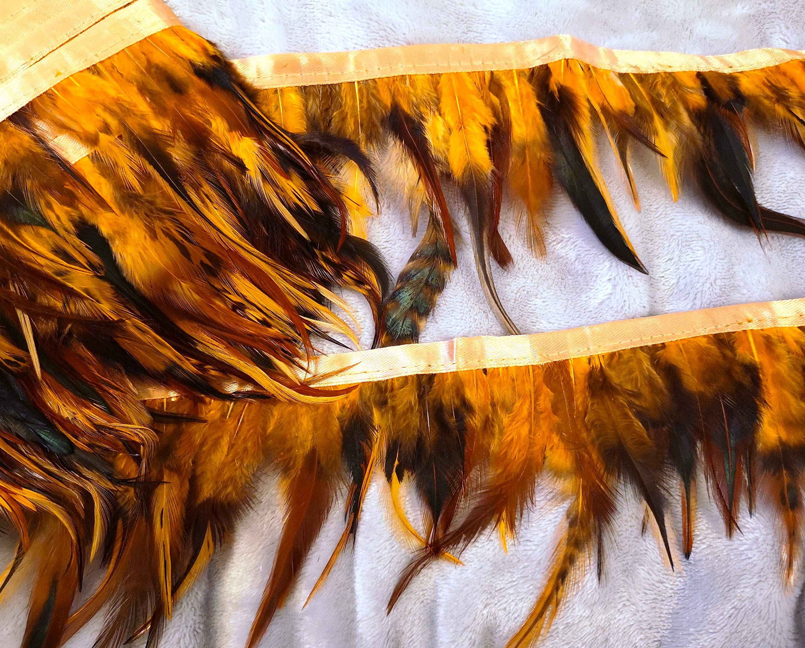 2 Meter Rooster Feather Trimming Fringe Sewing Costume Hackle Coque Feather Craft (Peach, 1 metre)