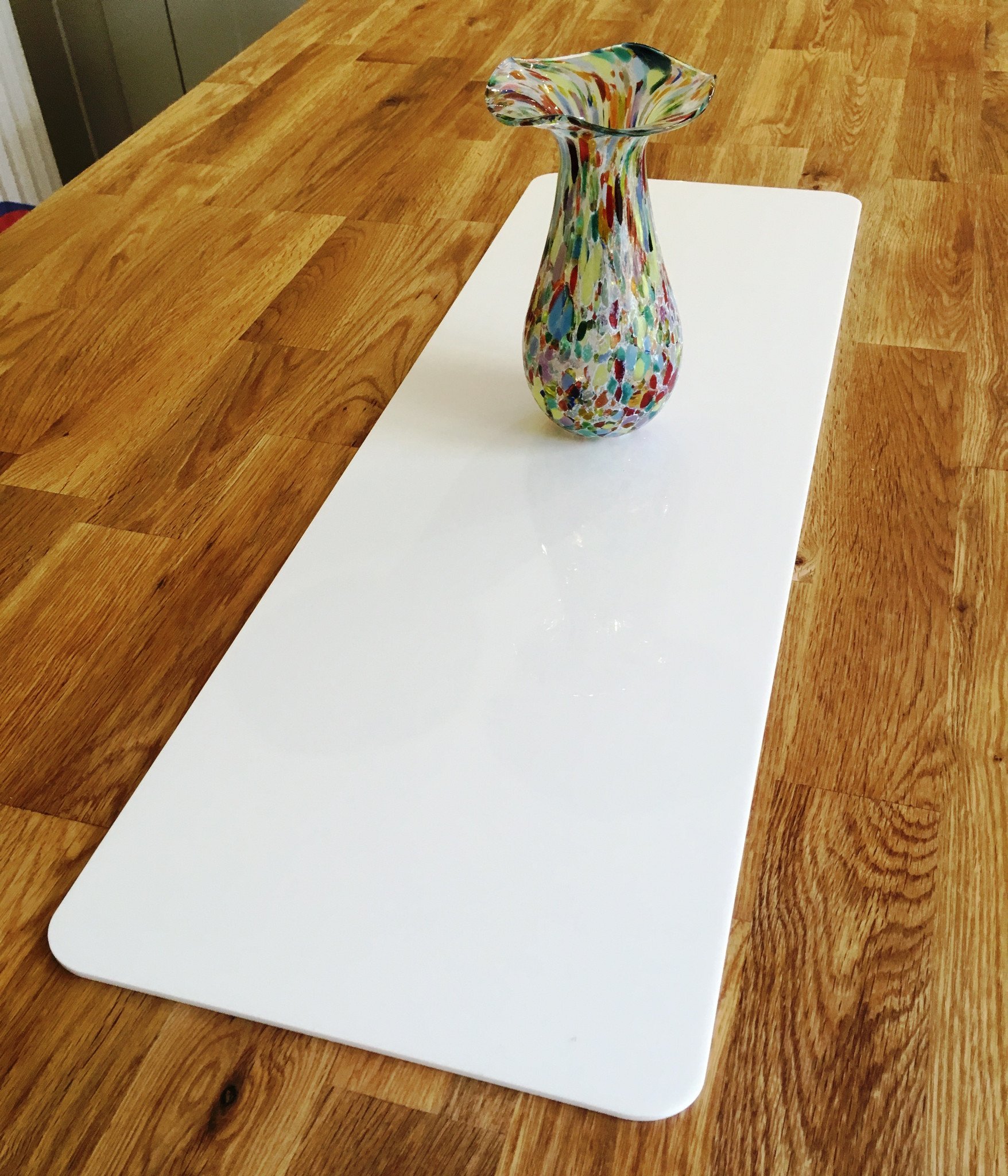 SuperCoolCreations White Acrylic Rectangular Large Table Runner - Modern Dining Decor