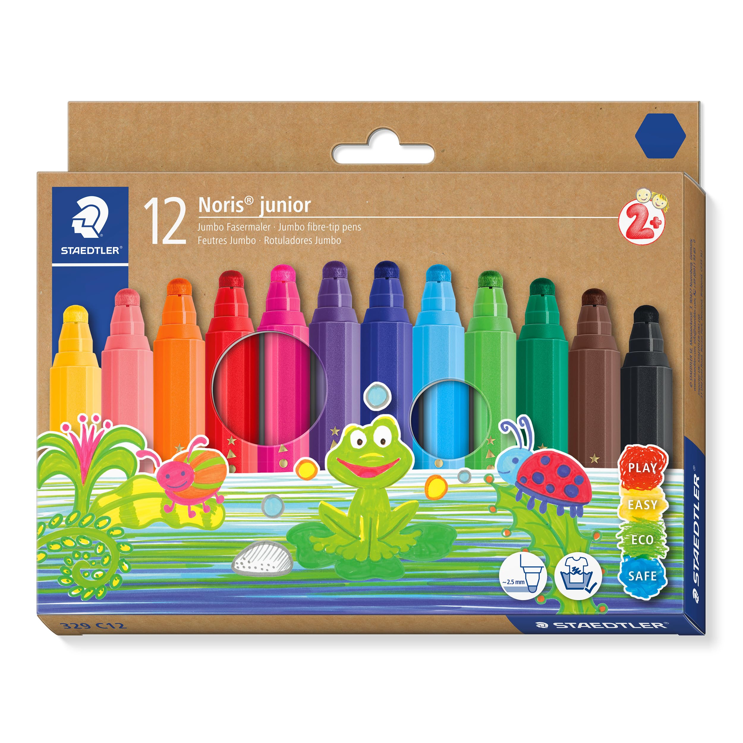 Pennarelli Spessi Staedtler Noris Jumbo - 12 Colori - Ergonomici E Lavabili - Per Bambini Dai 4 Anni - Foto 10