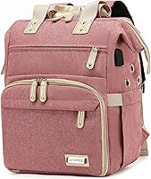 LTINVECK Knitting Bag Backpack - Large Capacity Yarn Storage Organizer with USB Port, Pink Crochet Travel Tote for Needles & Hooks