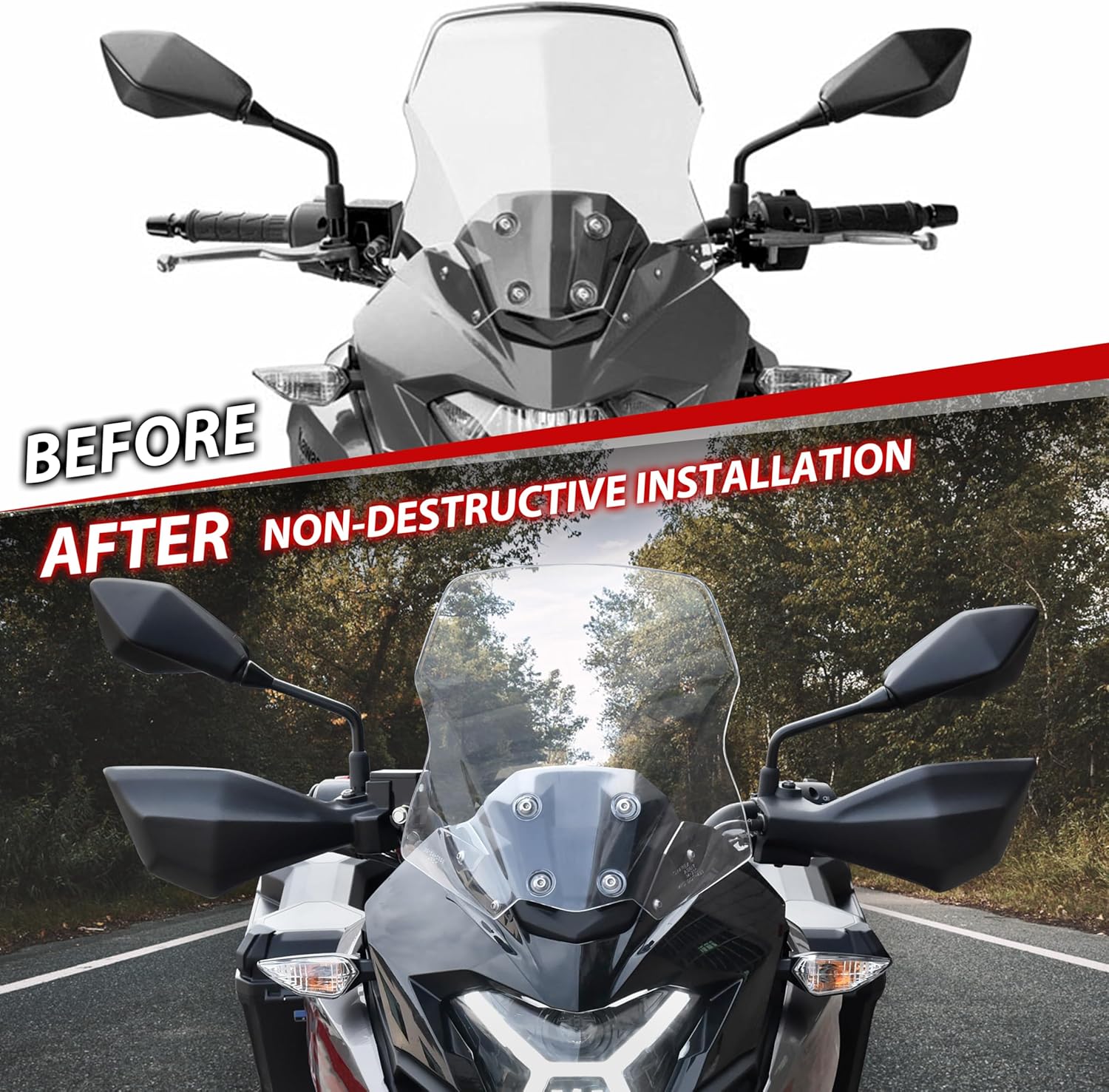 Hand Guards for Versys X 300, Black Handguards Protector Cover Handguards Shields Handle Bar Handguards for Kawasaki Versys X 300 2017-2022