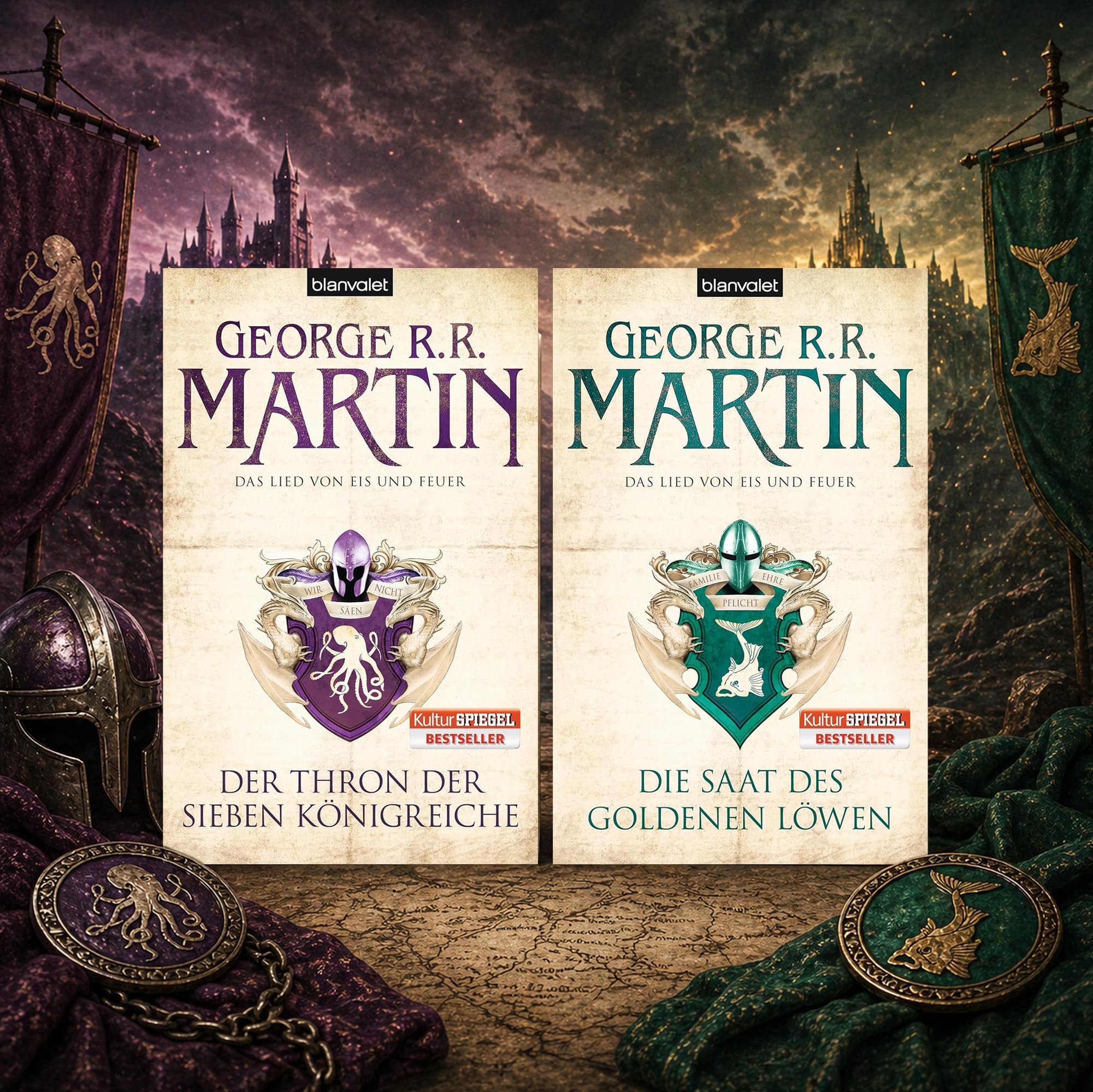 George R R Martin Bücher Set - Das Lied von Eis und Feuer - 10 Bände Komplettset - Taschenbuch Fantasy Buchreihe - inkl exklusivem Lesezeichen - Games of Thrones, die komplette Reihe der Fantasy Saga