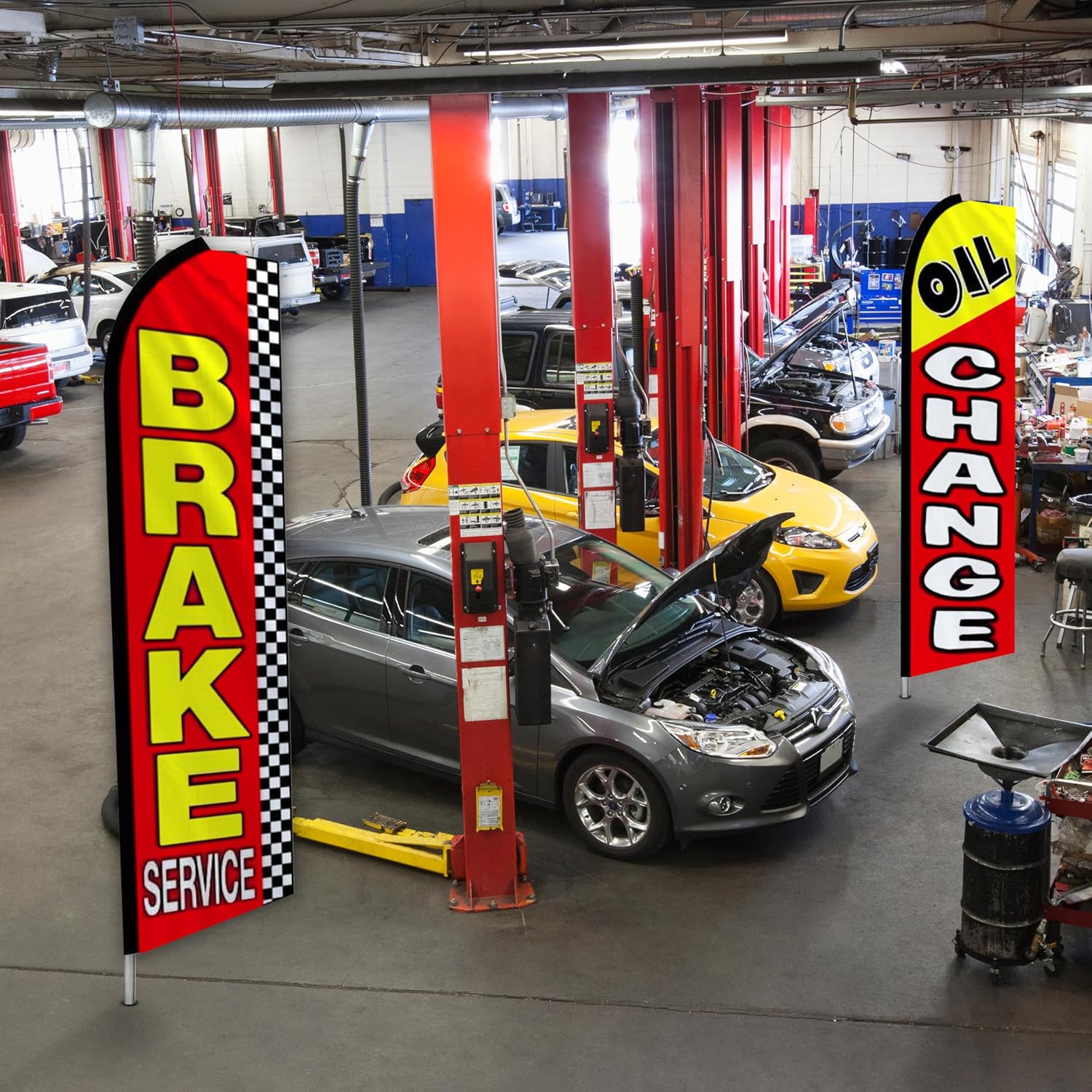 Oil Change Auto Repair Brake Services Swooper Flag Pack of 3 (Mount and Poles are Not Included)