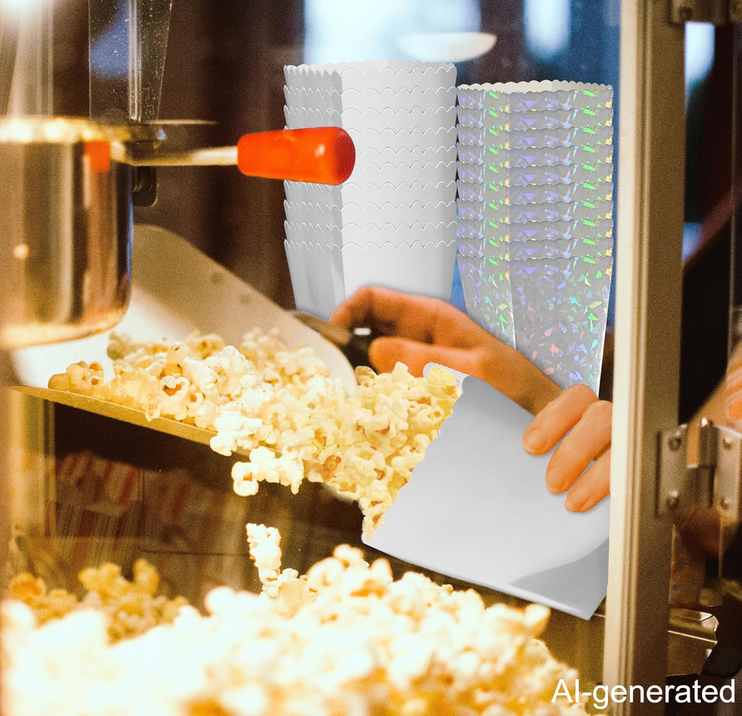 24 Pcs Silver Popcorn Boxes 2 x 4.5 x 2.7 inch Mini Popcorn Boxes Disposable Snack Popcorn Bags Cardboard Popcorn Container for Party image 4