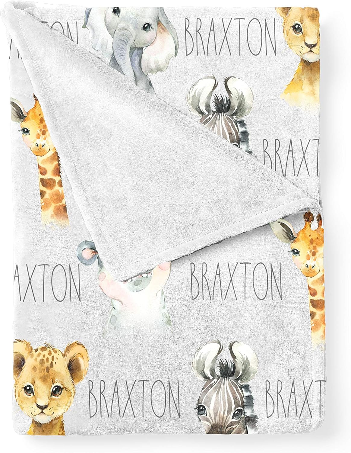 Baby Boy Personalized Safari Animal Neutral Jungle Nursery Swaddle Blanket