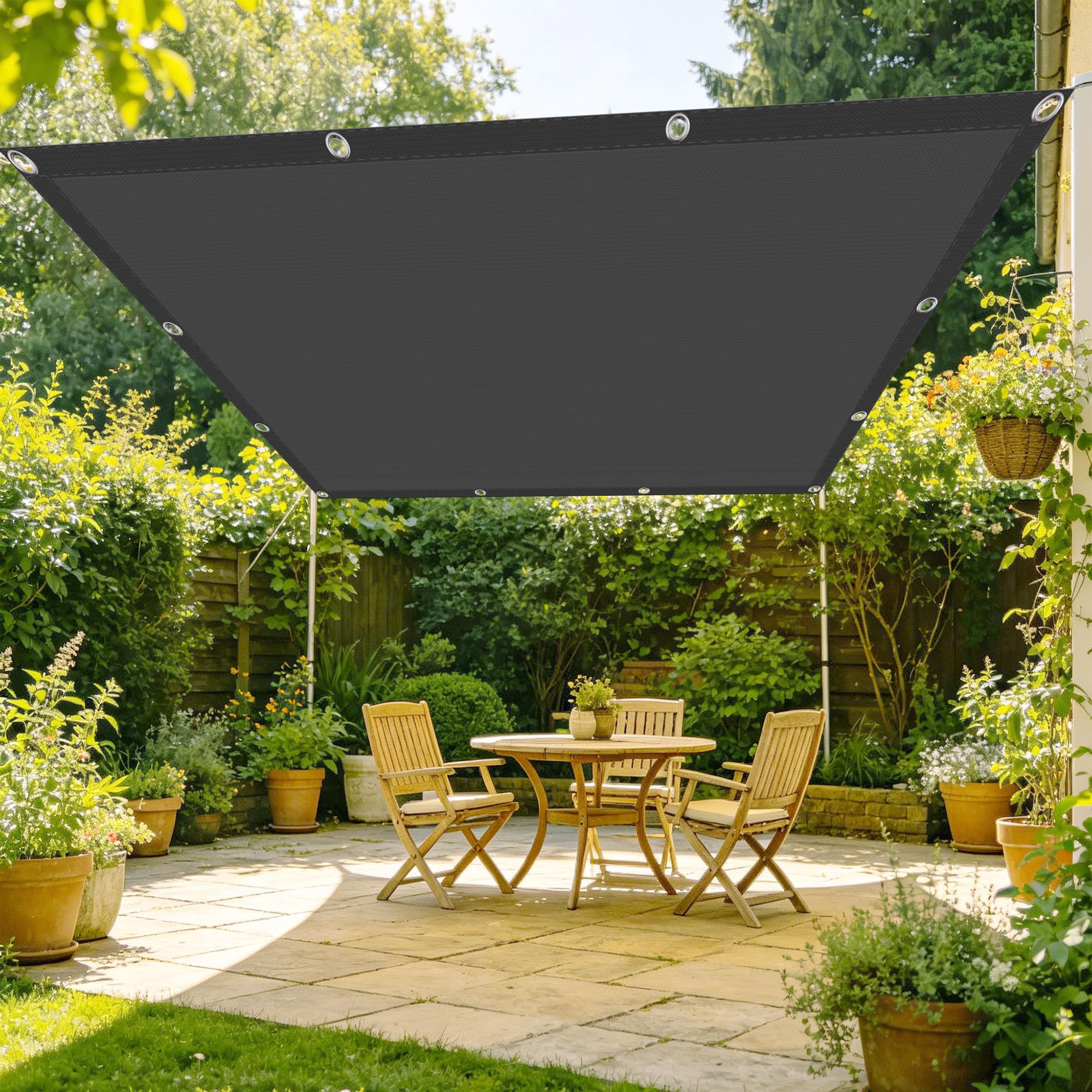 Voile d'ombrage pour terrasse et piscine toile grise rectangulaire 140x380