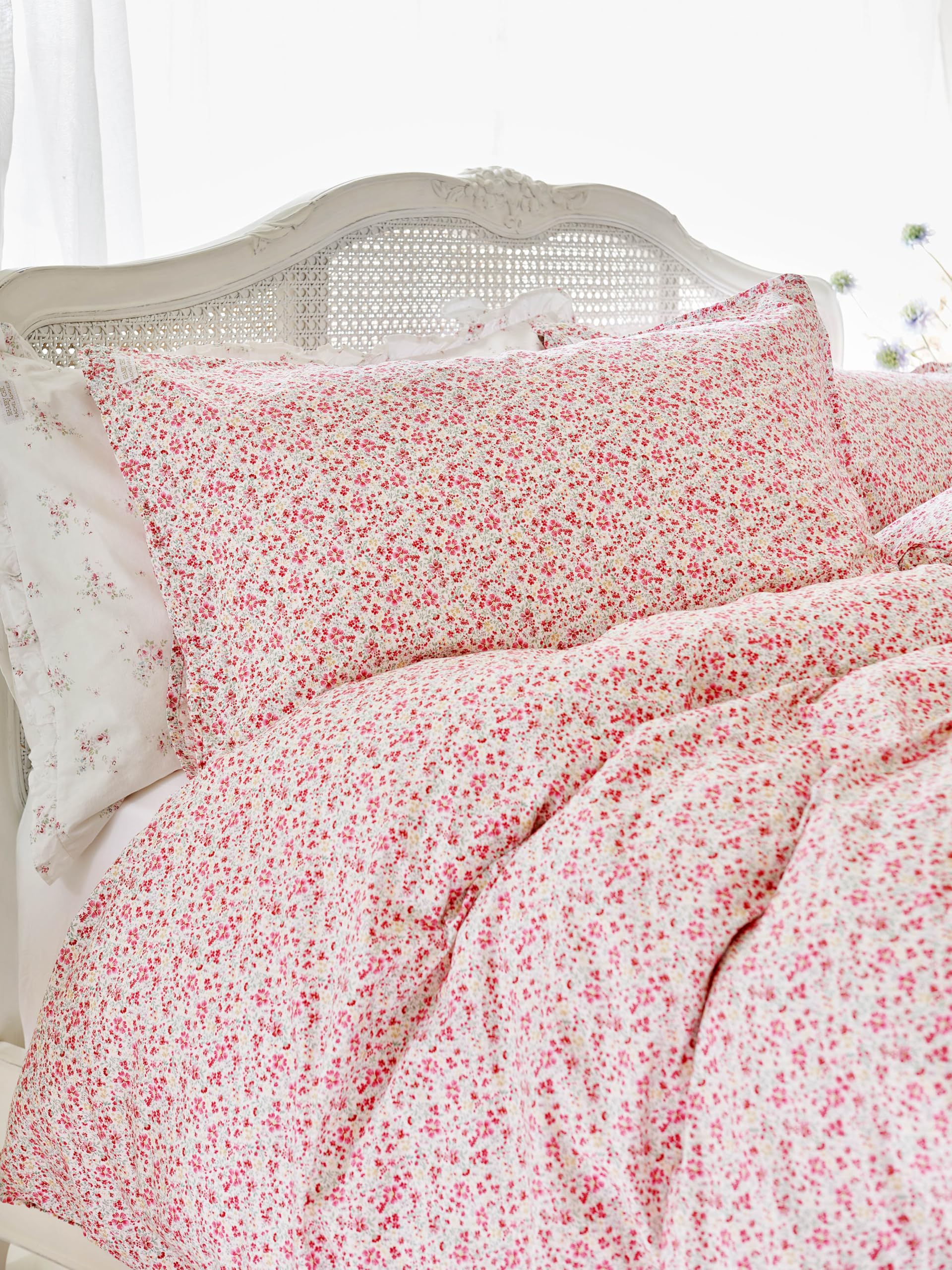 Rachel Ashwell Set copripiumino in 100% cotone, stile shabby chic, vintage, 180 fili, matrimoniale 200 x 200 cm