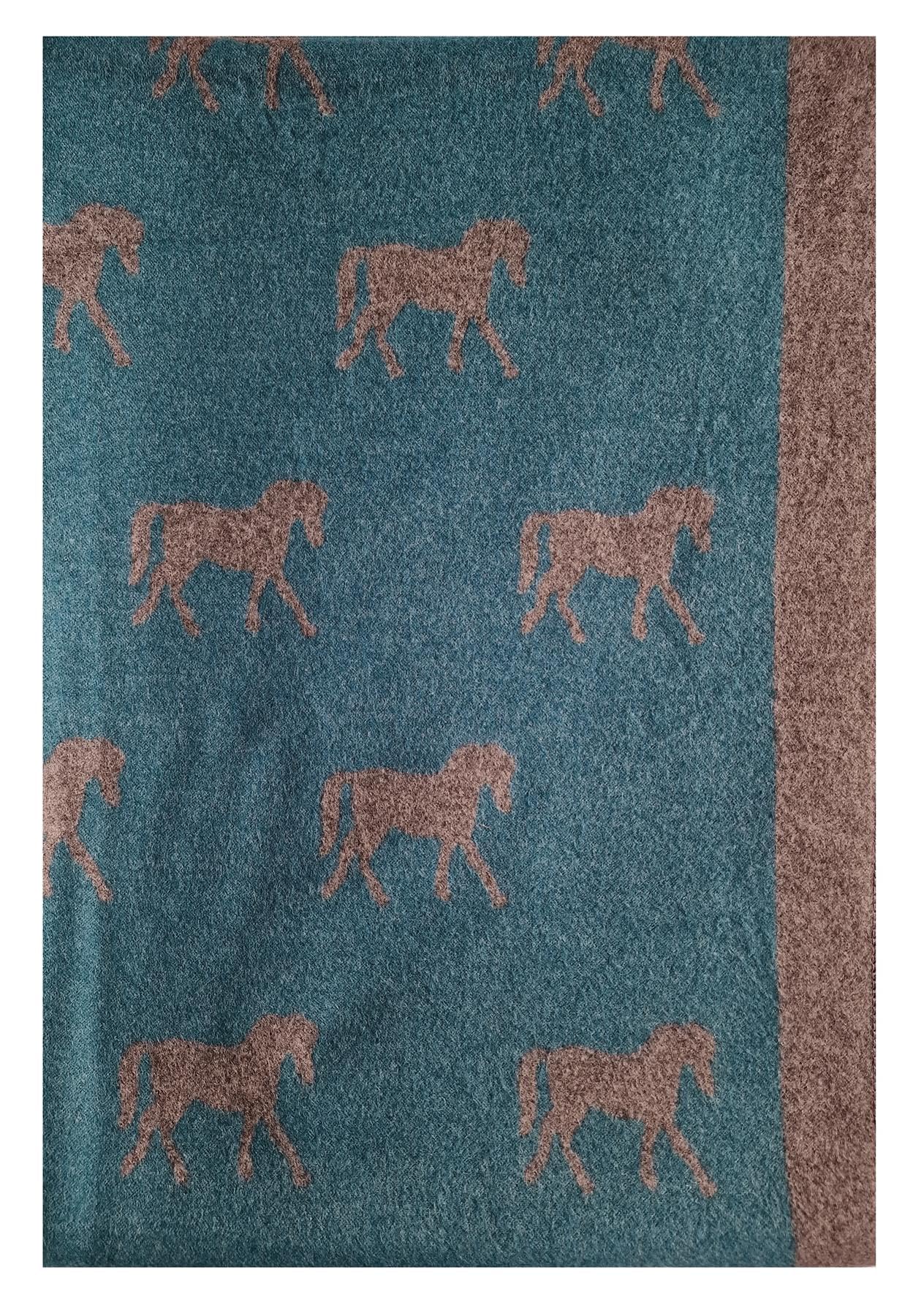 Hazy Blue Women's Turquoise Horse Print Winter Autumn Scarf Wrap Pashmina Reversible Warm Shawl Scarves Large (Turquoise)
