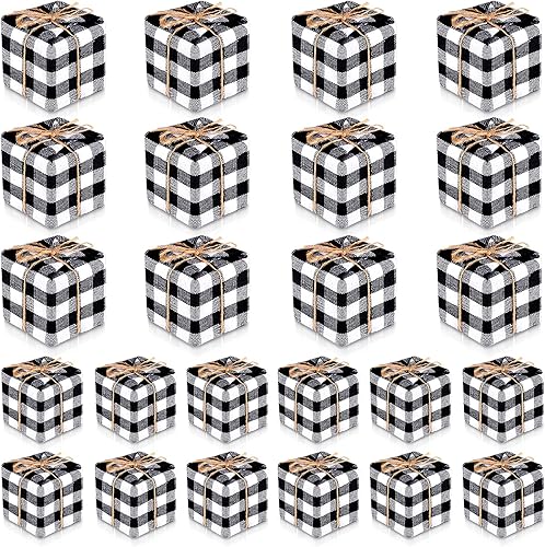 24 adornos para árbol de Navidad a cuadros, cajas de regalo pequeñas, decoraciones colgantes, mini cajas de regalo, adornos colgantes de Navidad