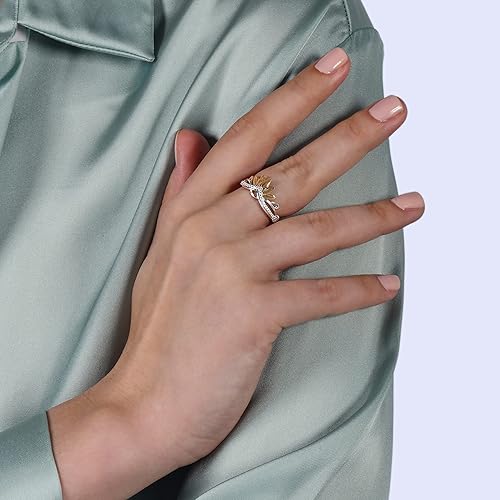 Miniatura 4 de Anillo de tiana de plata de ley y oro amarillo de 10 quilates con diamantes de 110 quilates Metal