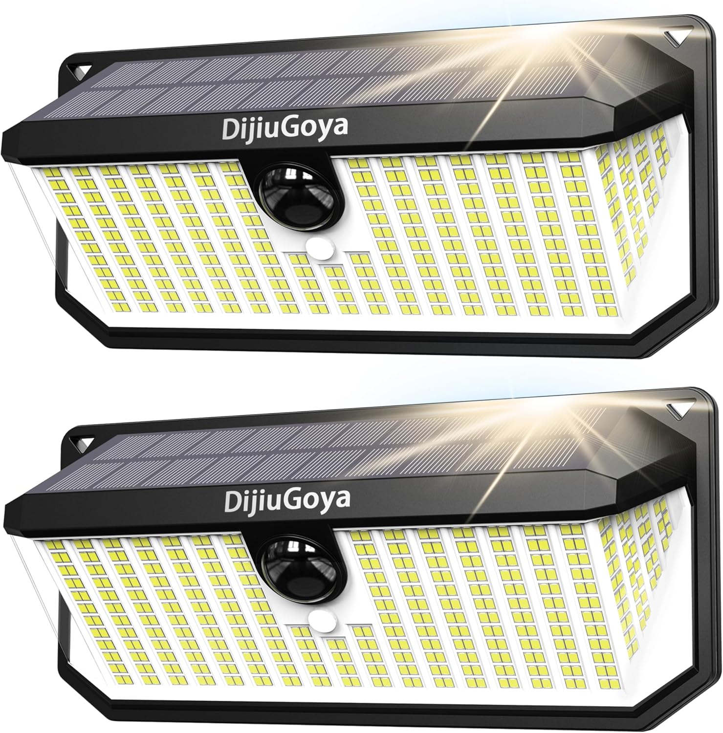 Solar Lights Outdoor Waterproof 466LEDs 4000lm & 3 Lighting Modes Motion Sensor Outdoor Lights Ip68 Security Solar Light for Fence Backyard Flood Dusk Garden Garage Black 2pack